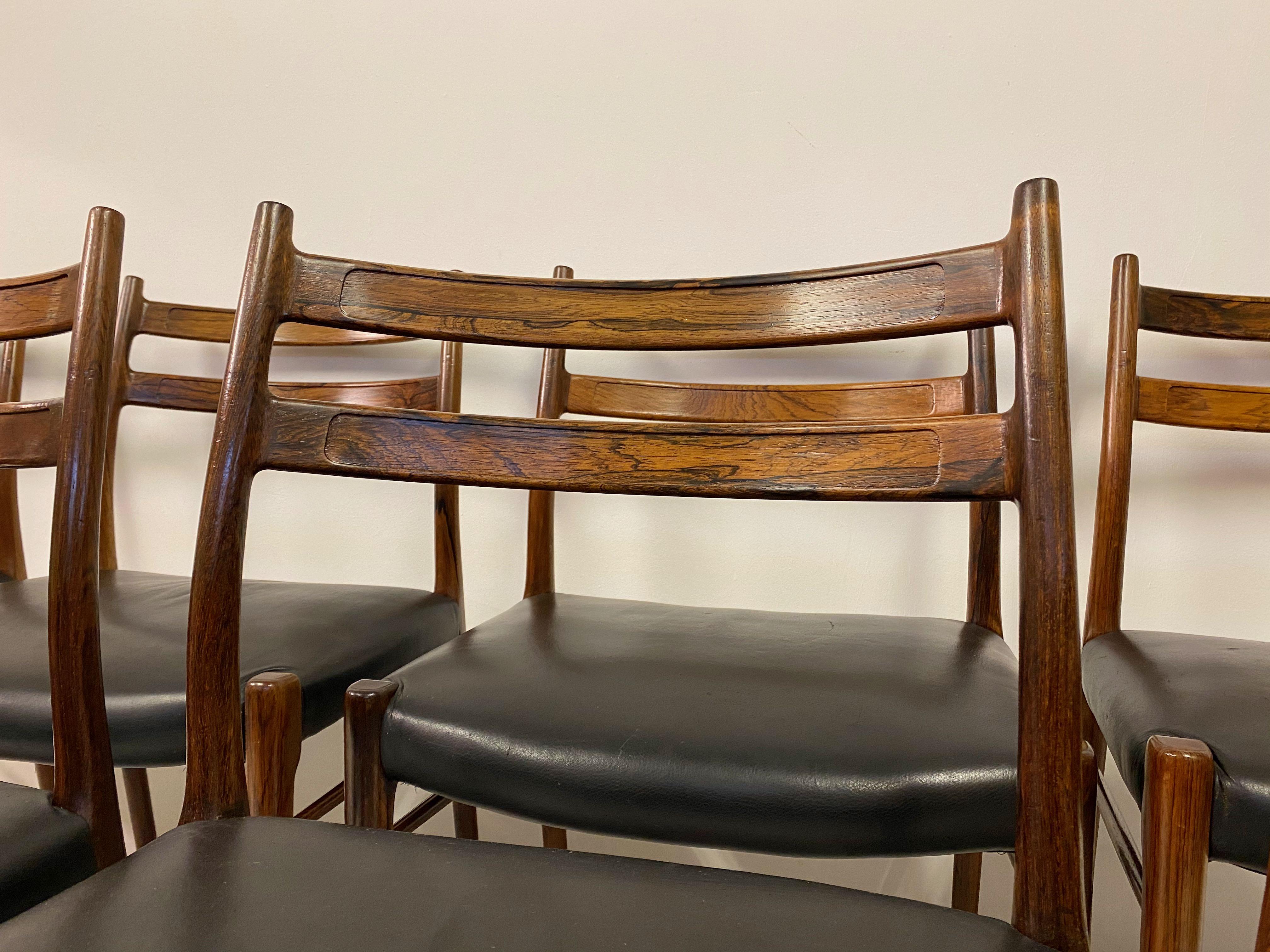 Set of Nine 1960s Danish Rosewood Dining Chairs by Glyngøre Stolefabrik In Good Condition In London, London