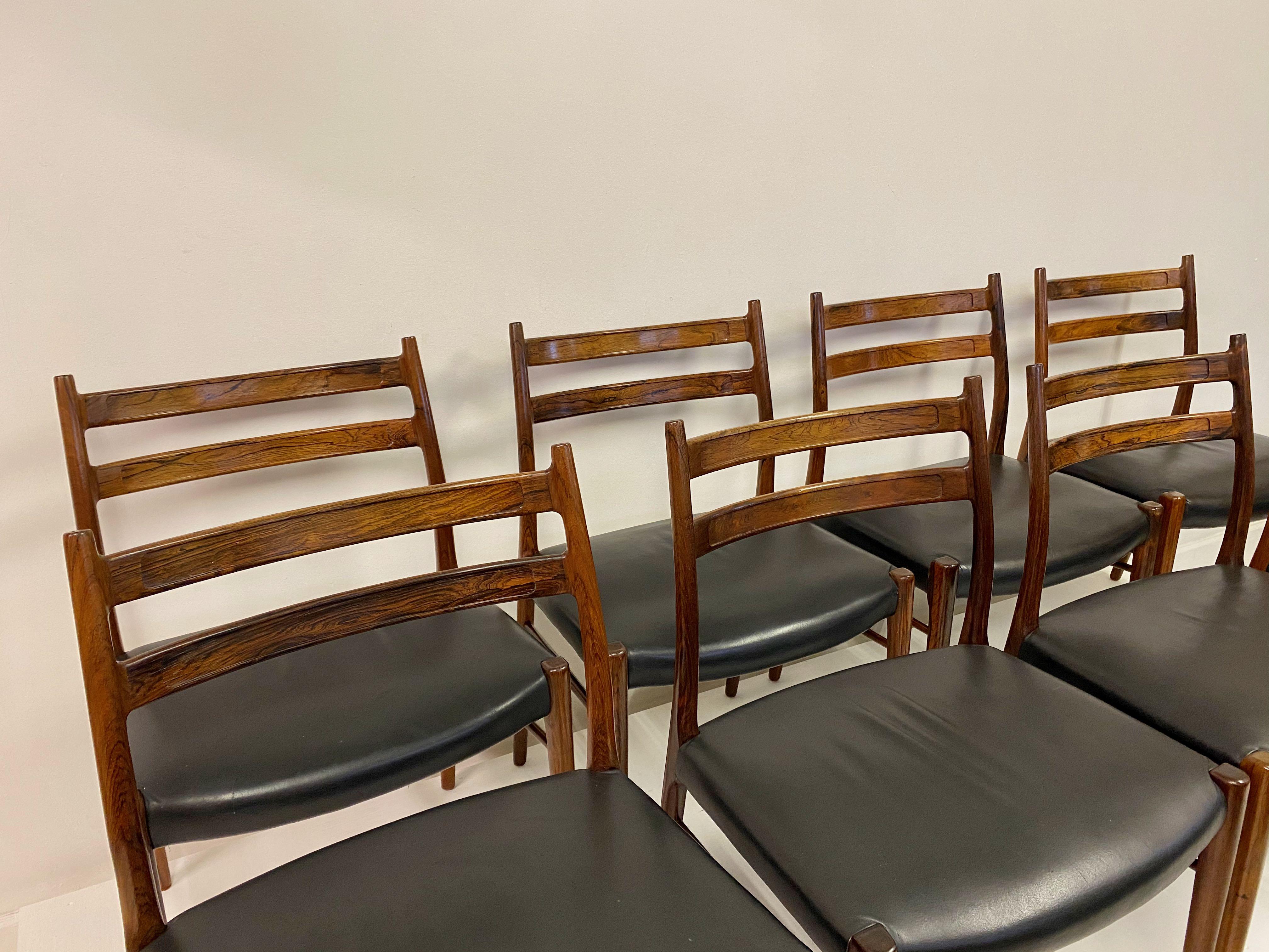 Set of Nine 1960s Danish Rosewood Dining Chairs by Glyngøre Stolefabrik 1