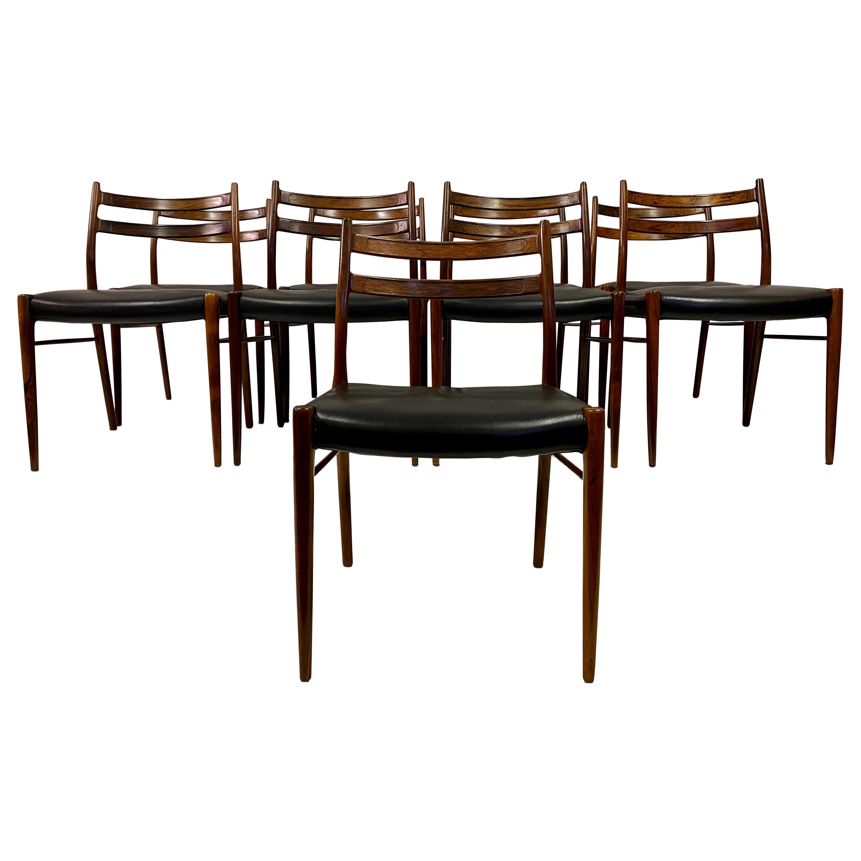Set of Nine 1960s Danish Rosewood Dining Chairs by Glyngøre Stolefabrik