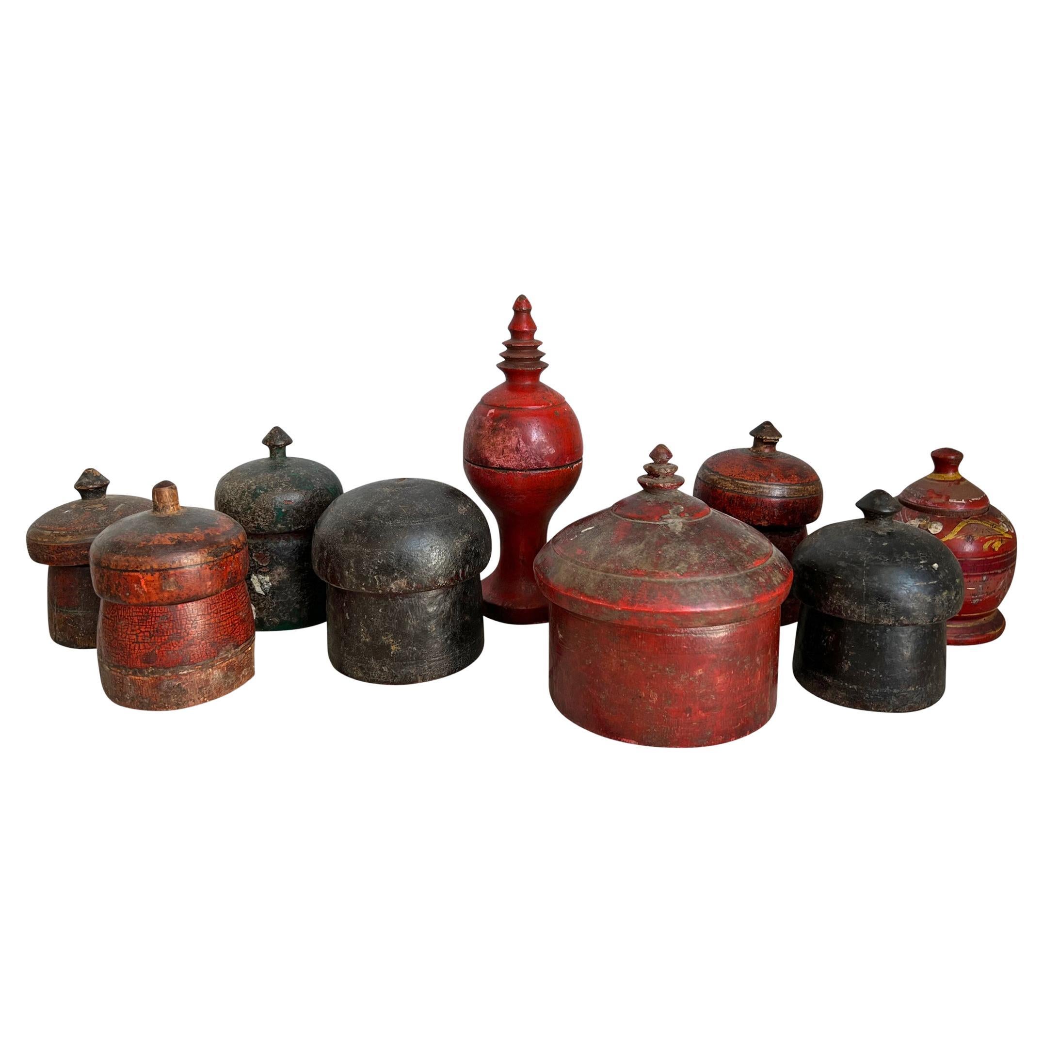 Set of Nine 19th Century Indian Spice Jars