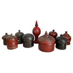 Antique Set of Nine 19th Century Indian Spice Jars