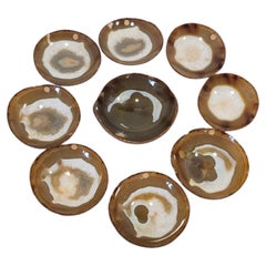 Set of Nine Agate Bowls Carved from a Single Agate Block, 1970s
