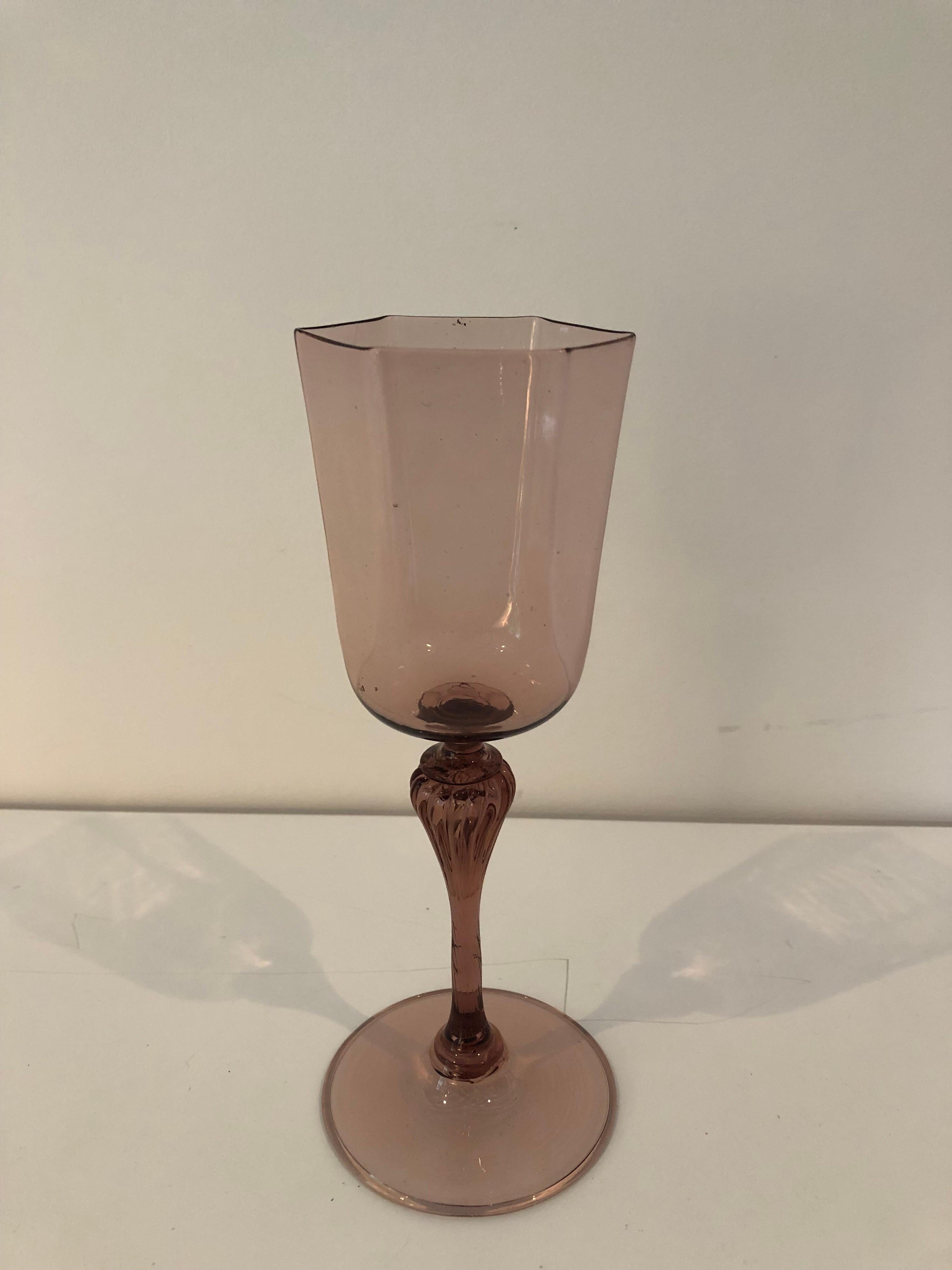 Art Deco Set of Nine Amber Venetian Glass Water Goblets