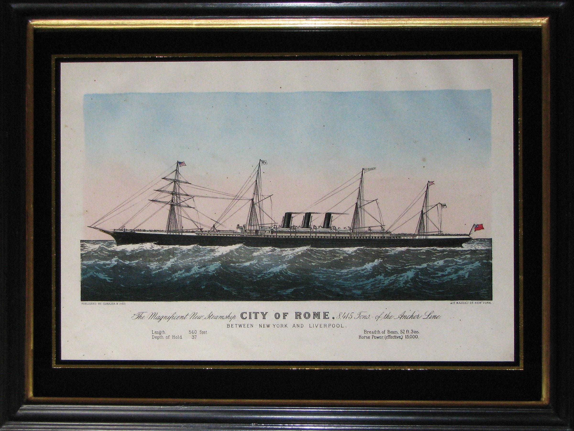 Victorian Set of Nine American Steamship Prints by Currier and Ives Including New York For Sale