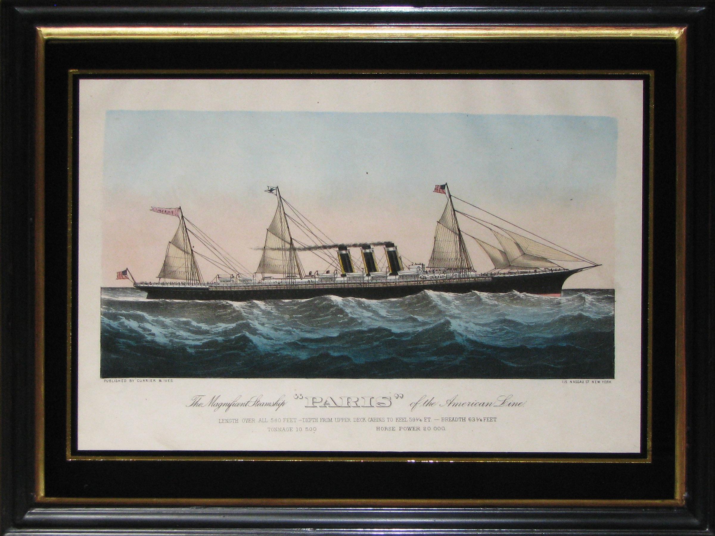 Set of Nine American Steamship Prints by Currier and Ives Including New York For Sale 2