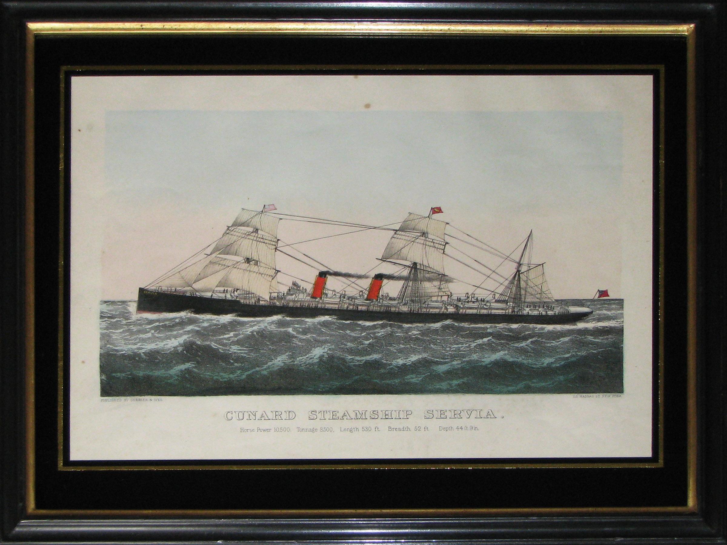 Set of Nine American Steamship Prints by Currier and Ives Including New York For Sale 3