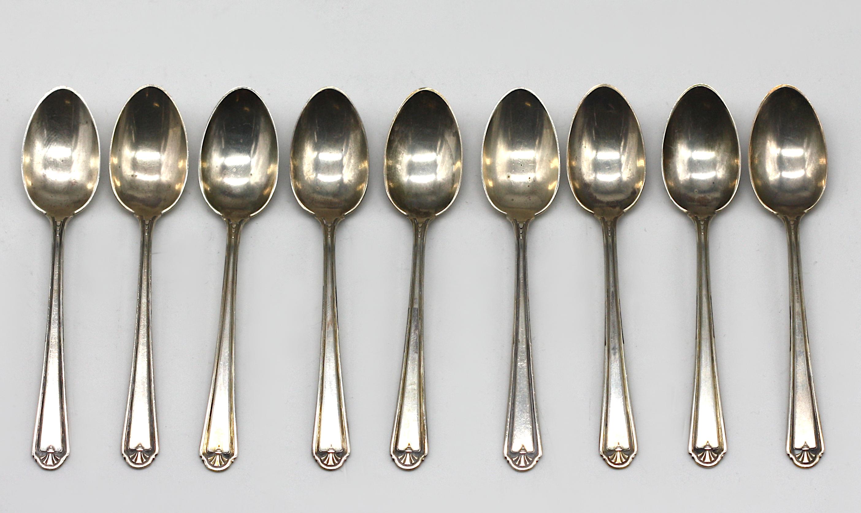 Set of Nine American Sterling Silver Demi-Tasse Spoons Circa 1900 For Sale 1