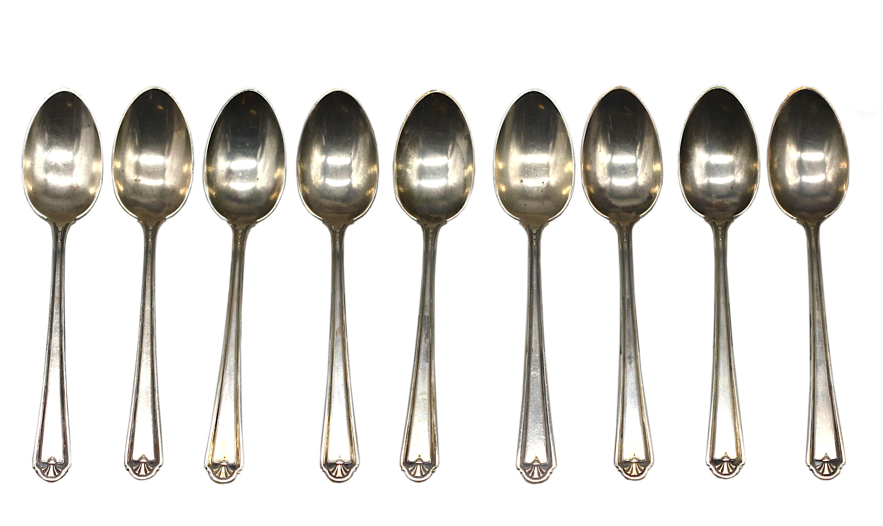  Set of Nine American Sterling Silver Demi-Tasse Spoons For Sale 2