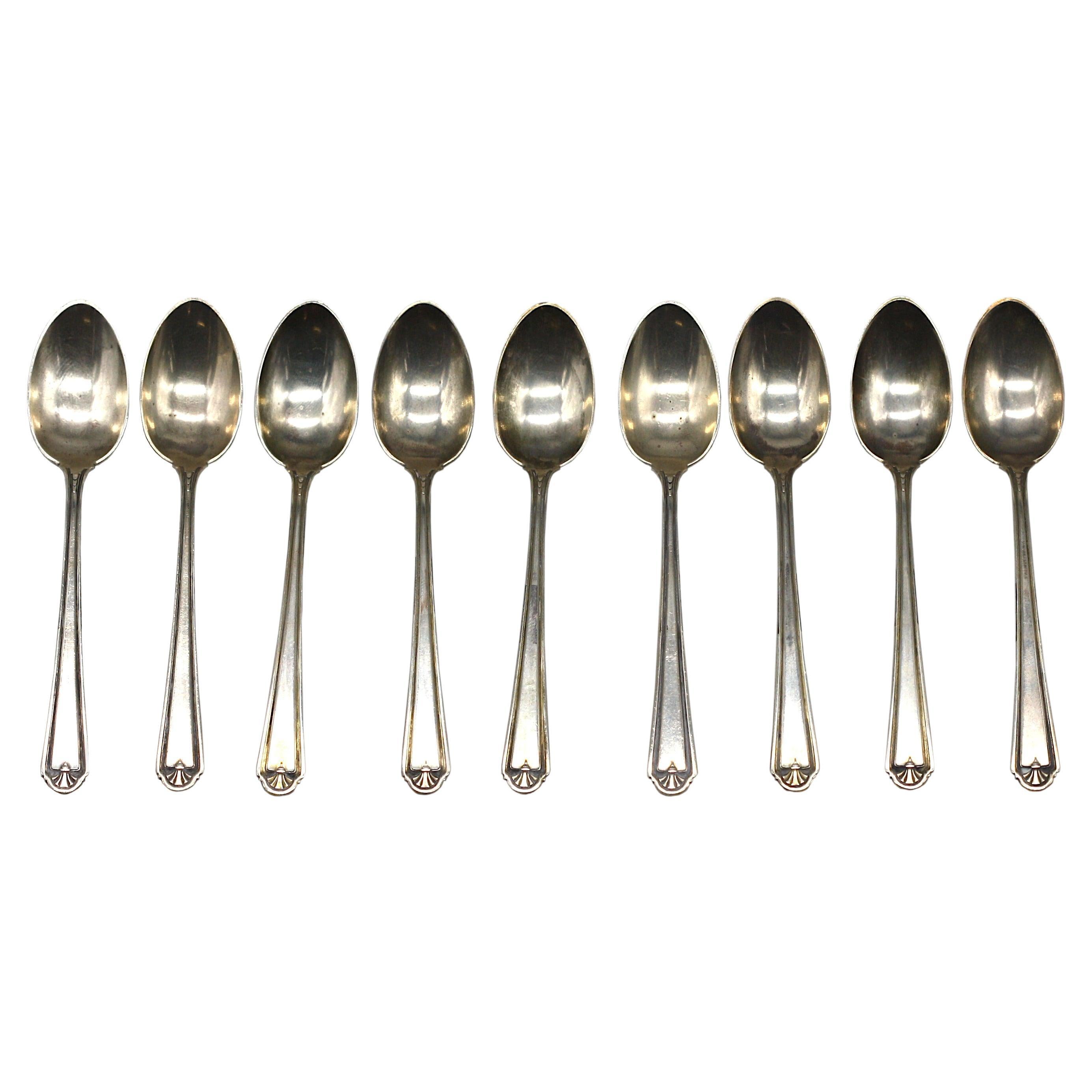  Set of Nine American Sterling Silver Demi-Tasse Spoons For Sale