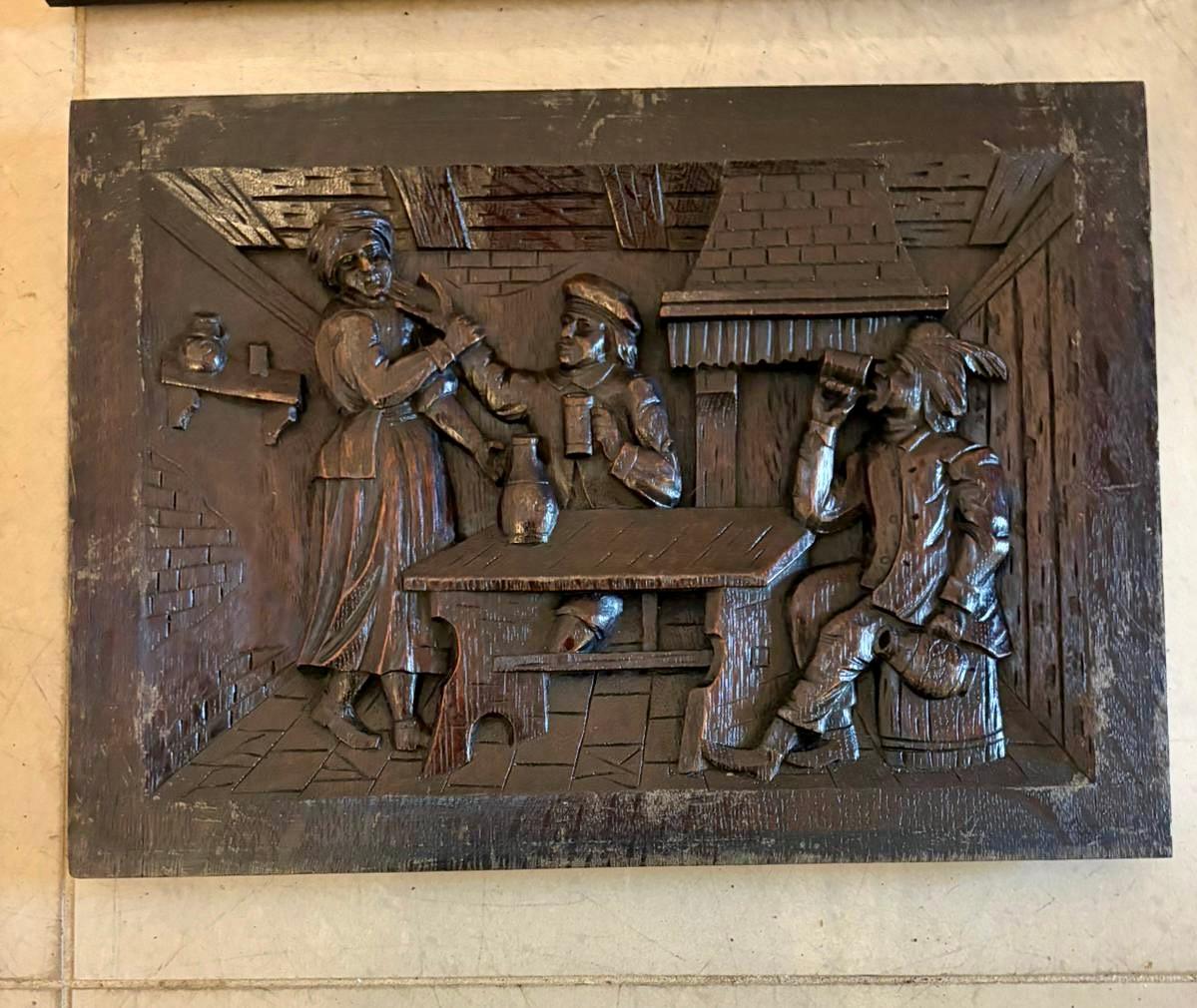 XIX secolo Set di nove pannelli antichi vittoriani intagliati a mano di Oak in vendita