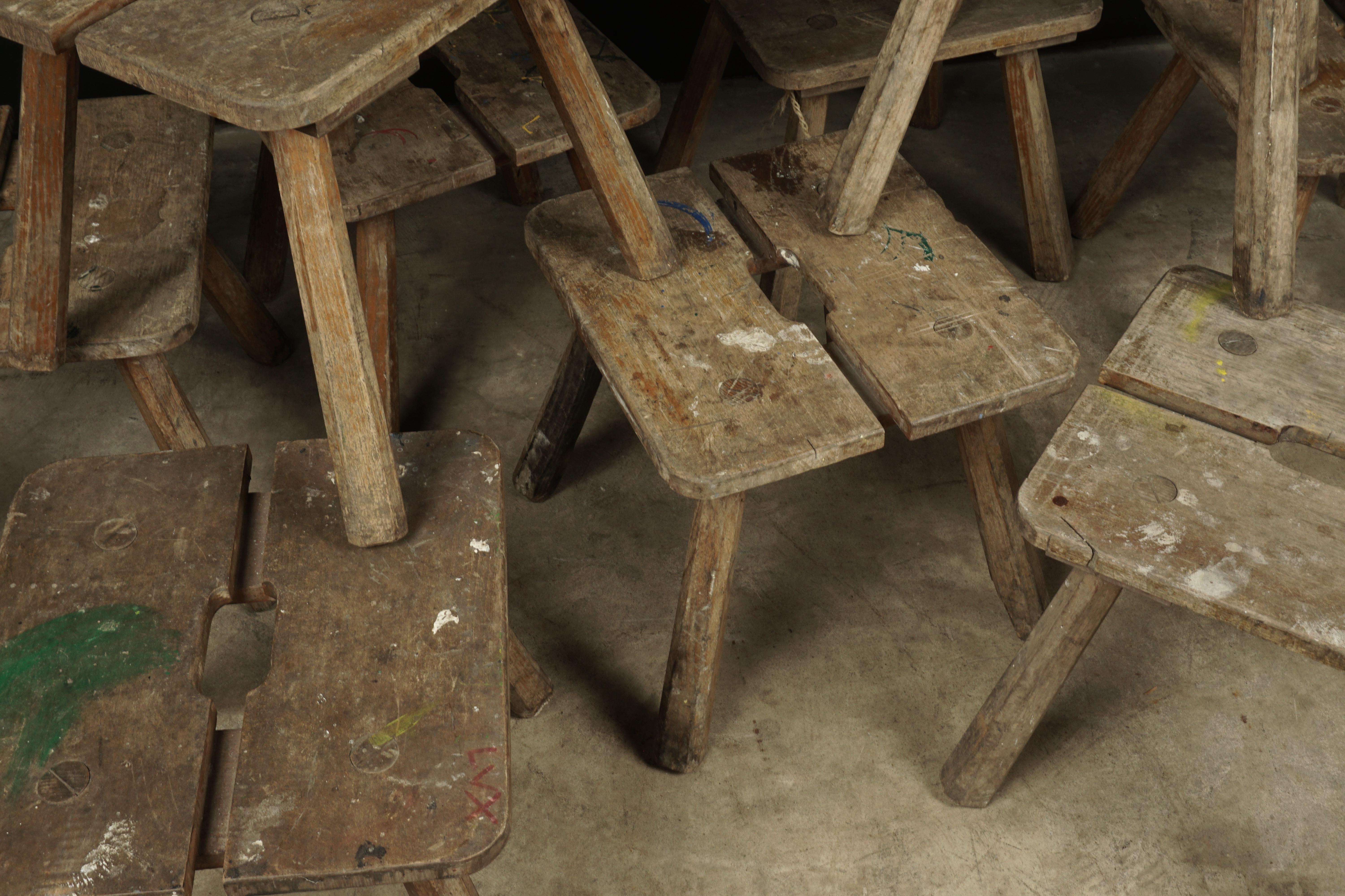 Mid-20th Century Set of Nine Artists Stools from France, circa 1960