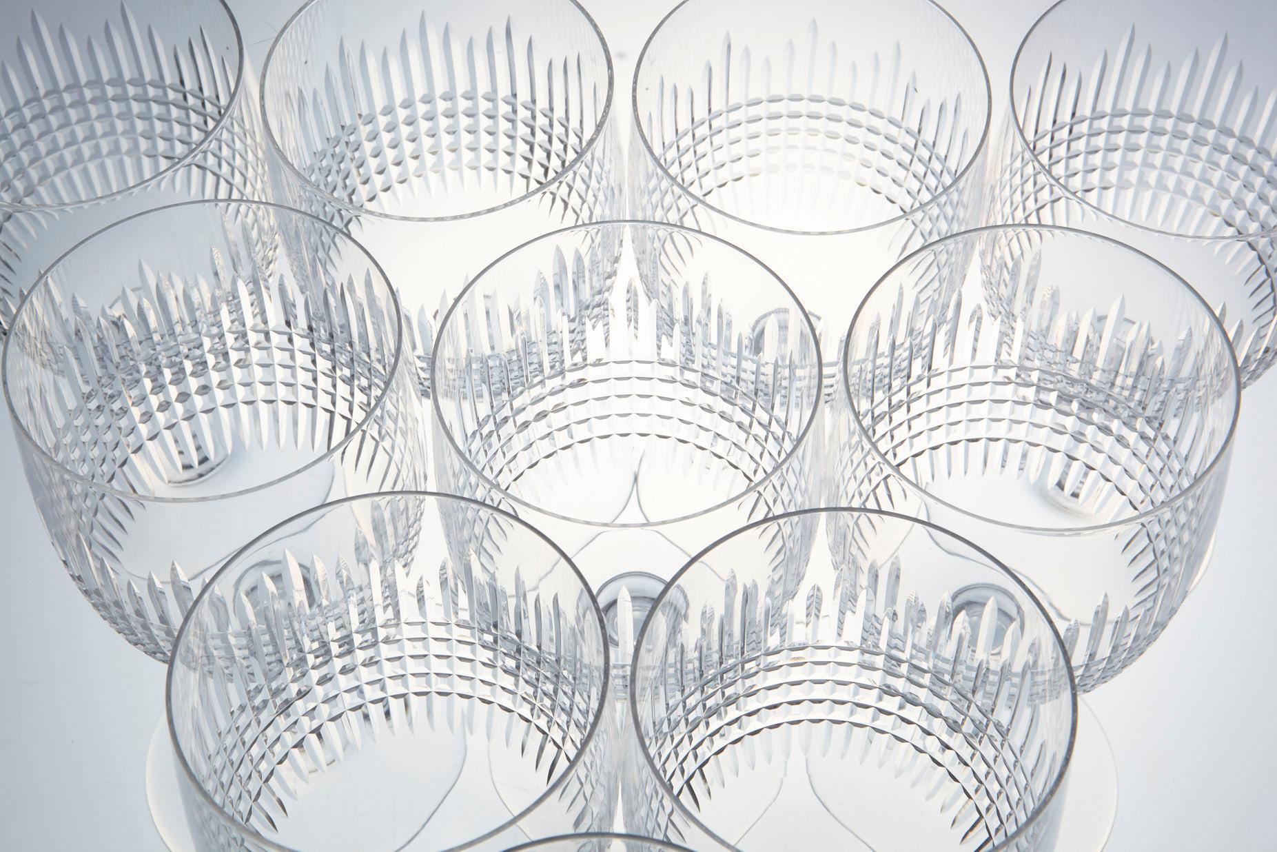 Set of Nine Baccarat Crystal 'Nancy' Pattern White Wine Glasses, circa 1950s 2