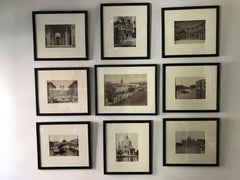 Set of Nine Black and White Early 20th Century Photographs of Venice and Rome