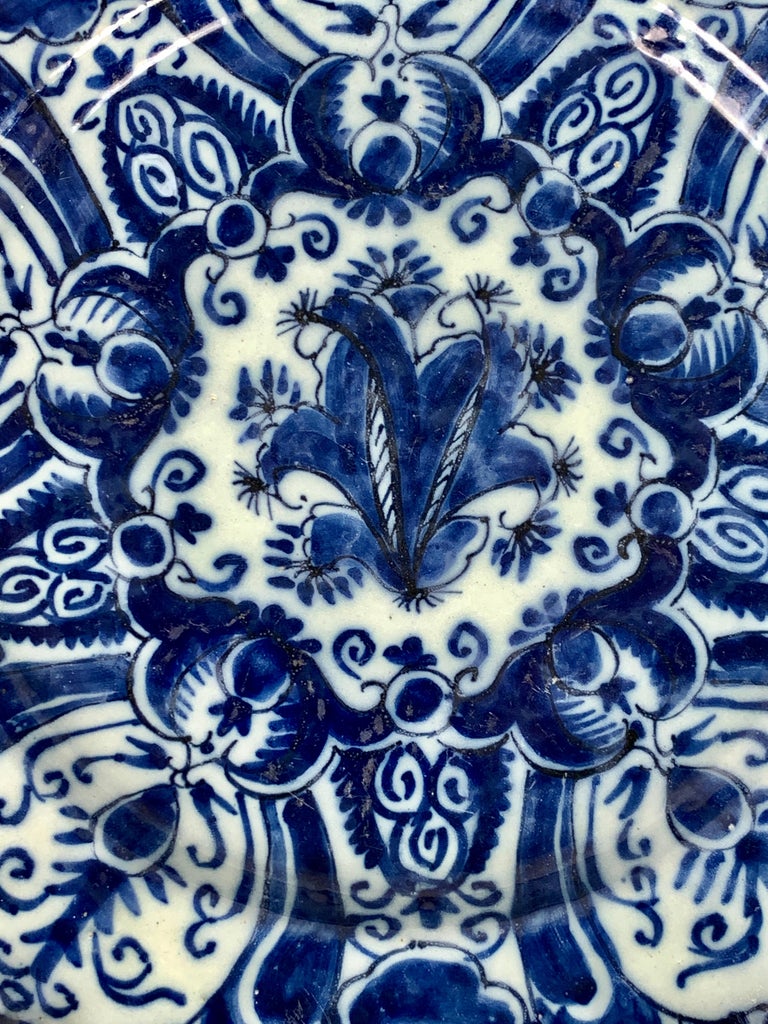 Set of Nine Blue and White Dishes Dutch Delft Hand-Painted 18th Century C-1770 In Good Condition In Katonah, NY