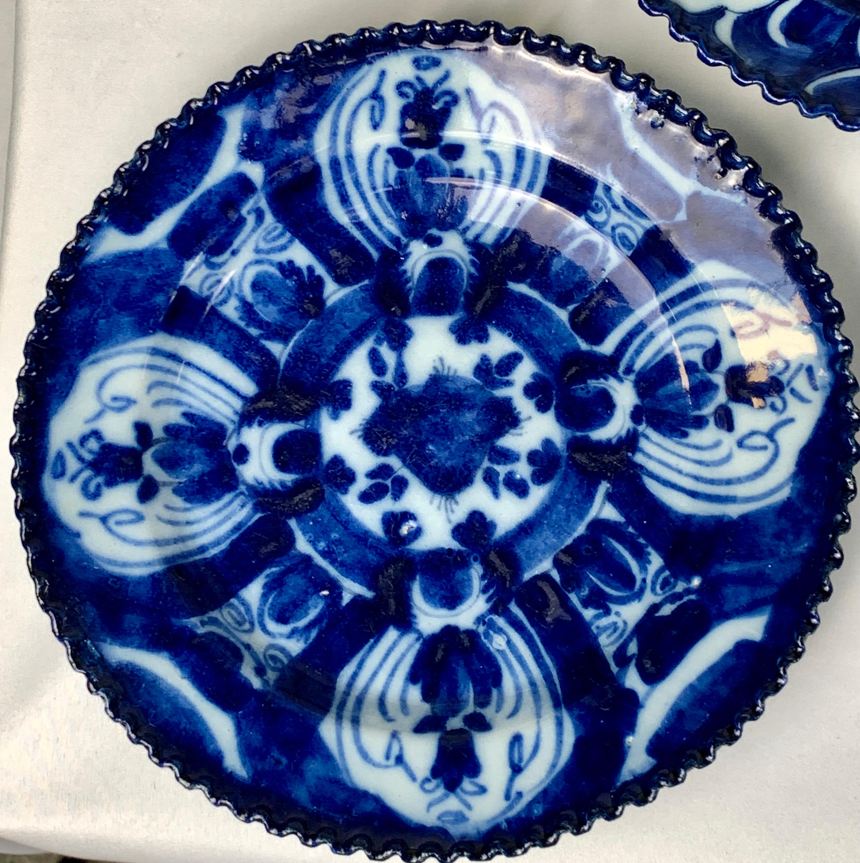 Set of Nine Blue and White Dishes Dutch Delft Hand-Painted 18th Century C-1770 2