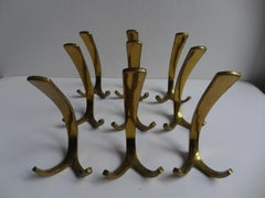 Satz von neun Messing-Wandhaken von Herta Baller, Österreich, 1960er Jahre