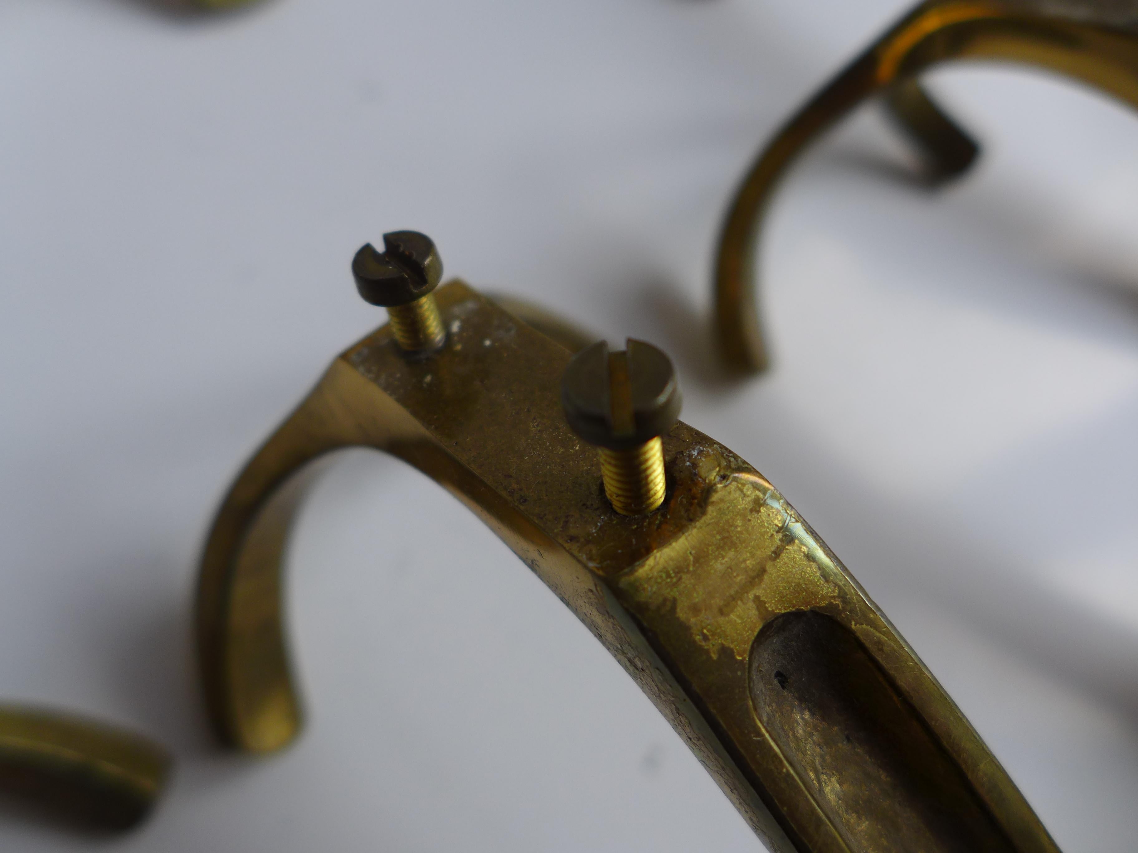 Fatto a mano Set of Nine Brass Wall Hooks by Herta Baller, Austria, 1960s in vendita