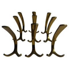 Set of Nine Brass Wall Hooks by Herta Baller, Austria, 1960s