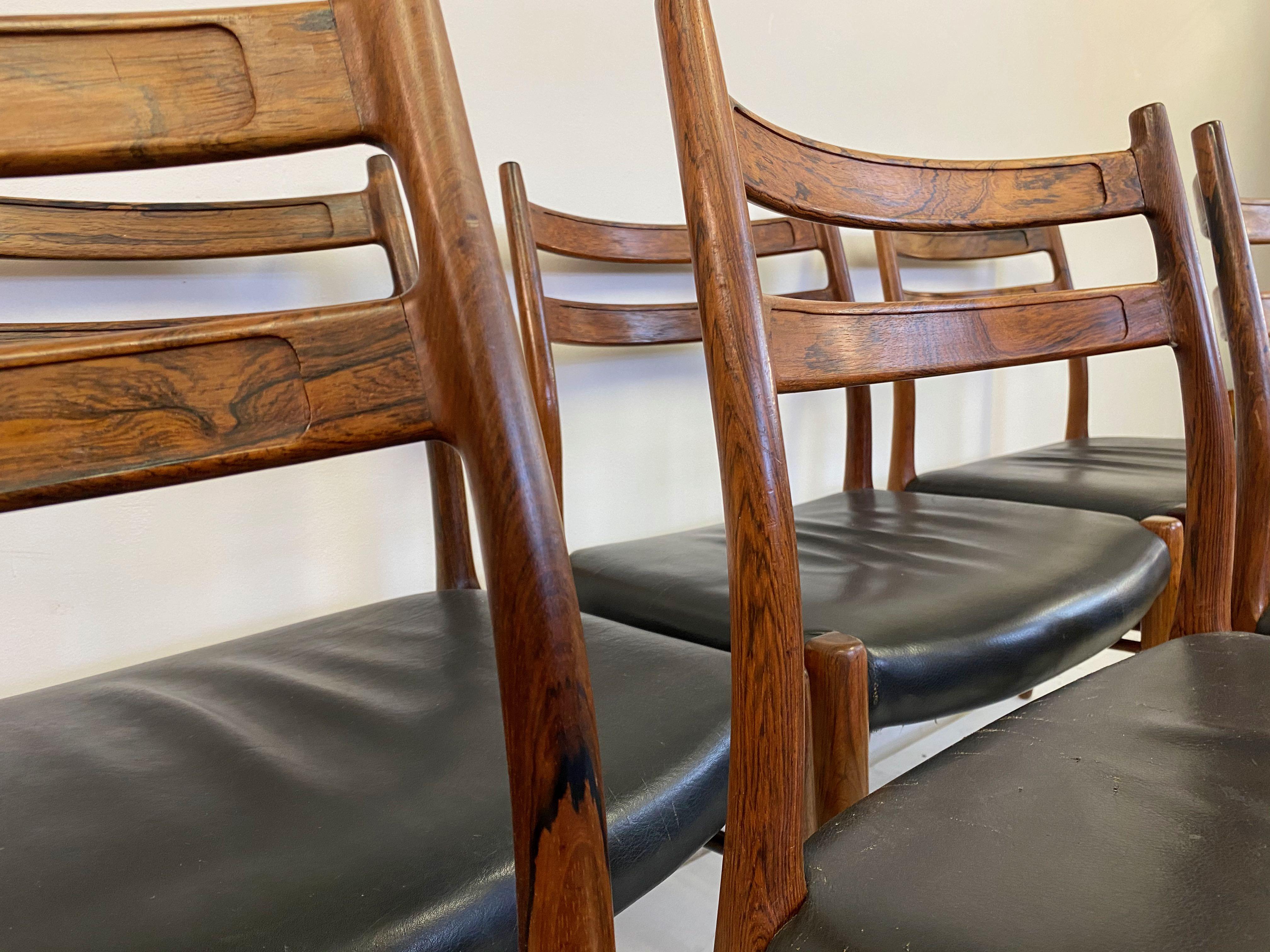 Set of Nine Brazilian Rosewood Dining Chairs by Glyngøre Stolefabrik In Good Condition In London, London
