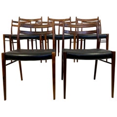 Set of Nine Brazilian Rosewood Dining Chairs by Glyngøre Stolefabrik