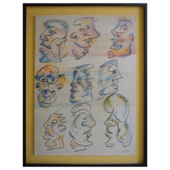 Set of Nine Caricatures by Barry Bleach