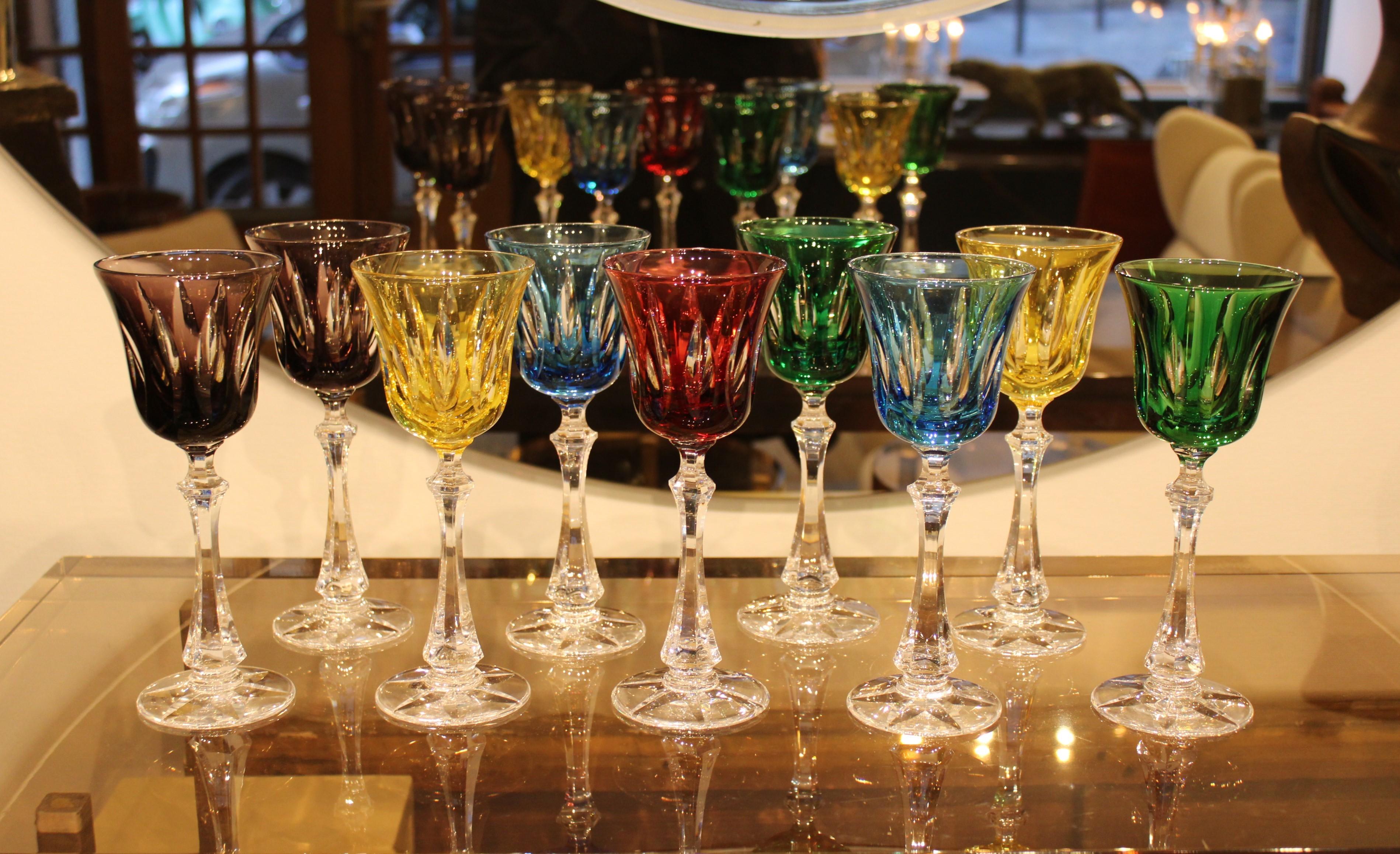 Cristallo Set di nove bicchieri di cristallo della Cristallerie de Sèvres, Francia, XX secolo