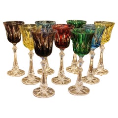 Set di nove bicchieri di cristallo della Cristallerie de Sèvres, Francia, XX secolo