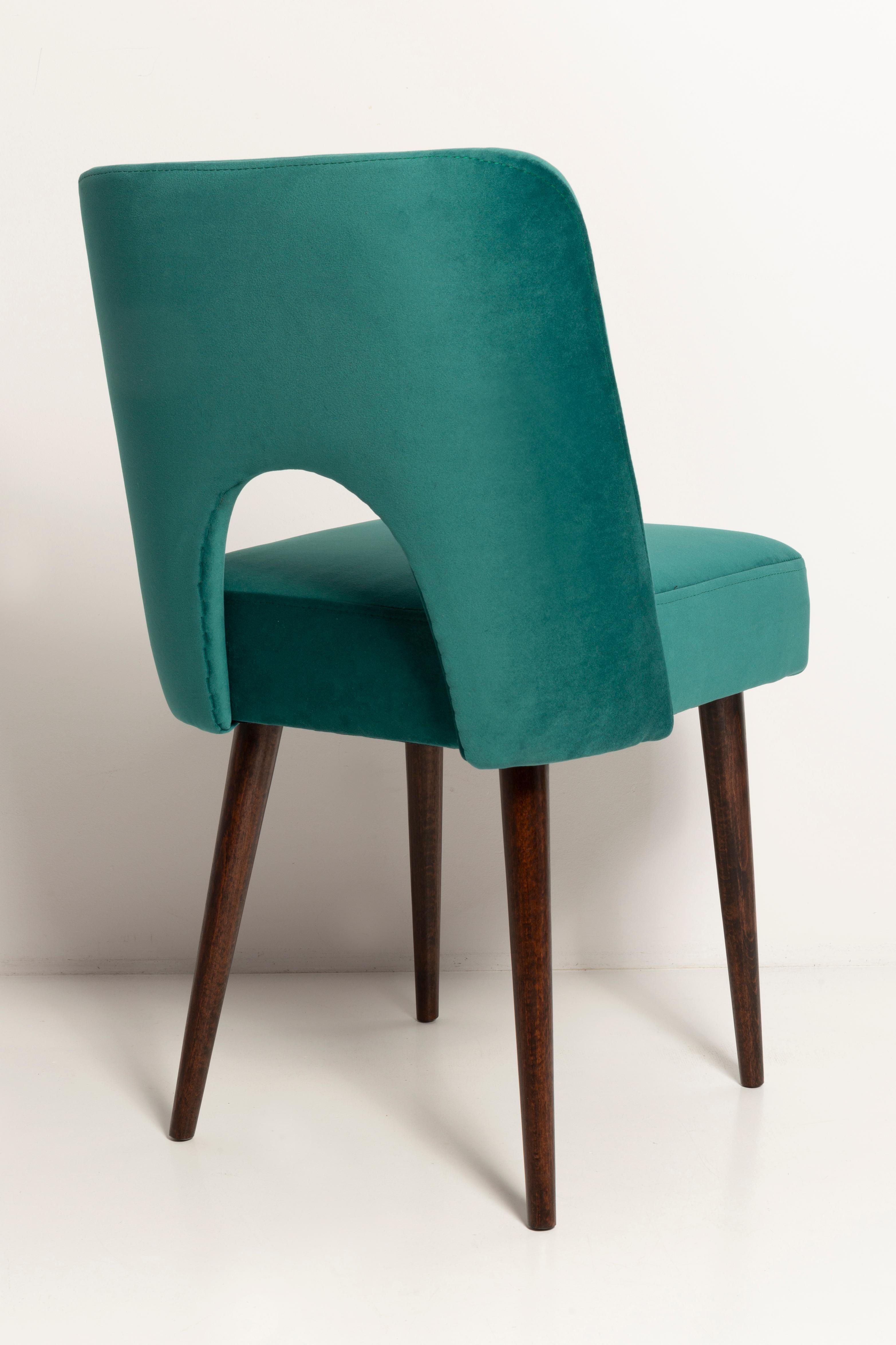 Textile Set of Nine Dark Green Velvet 'Shell' Chairs, Europe, 1960s For Sale