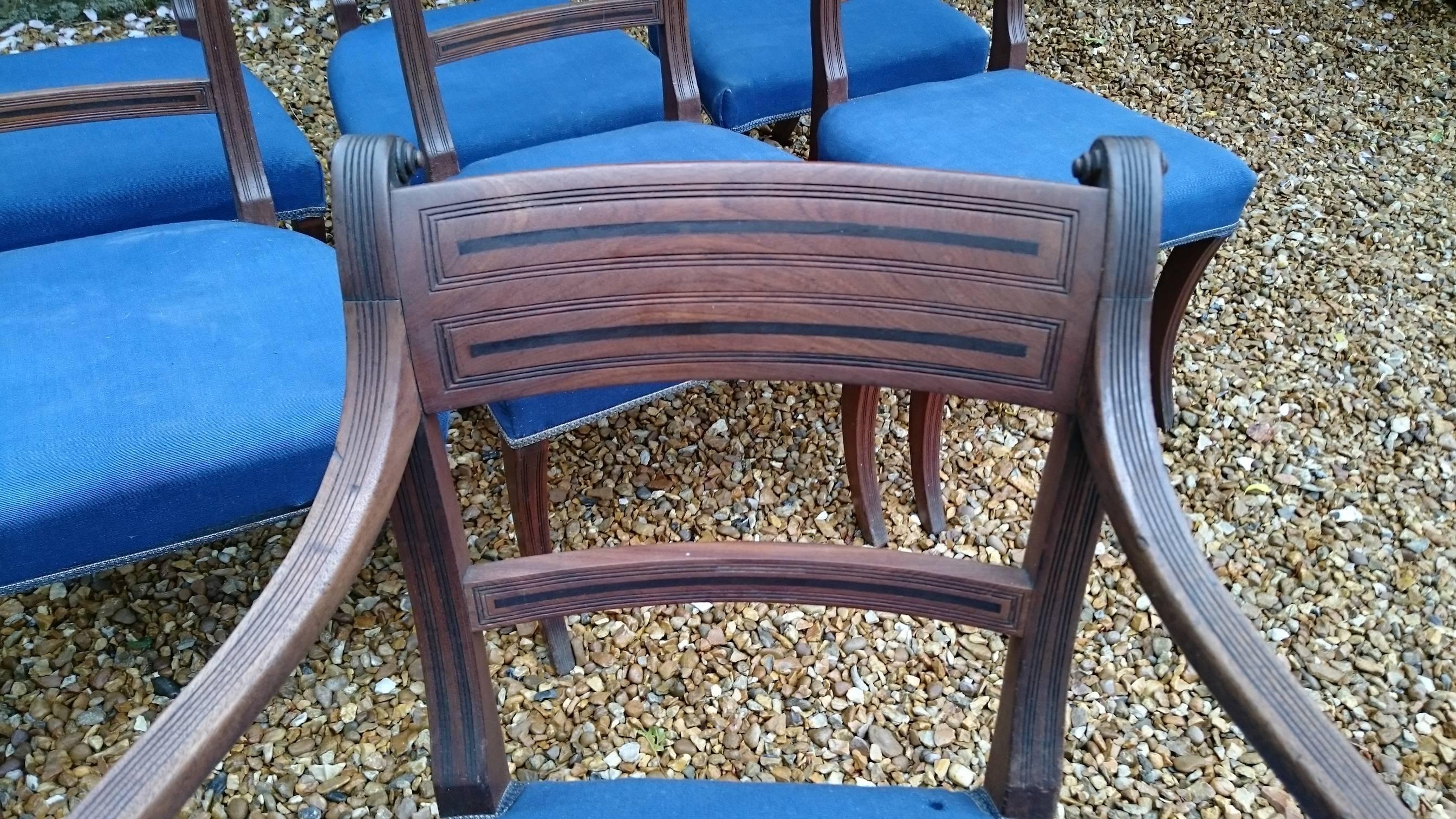 Set of Nine Early 19th Century Regency Mahogany Antique Dining Chairs 4