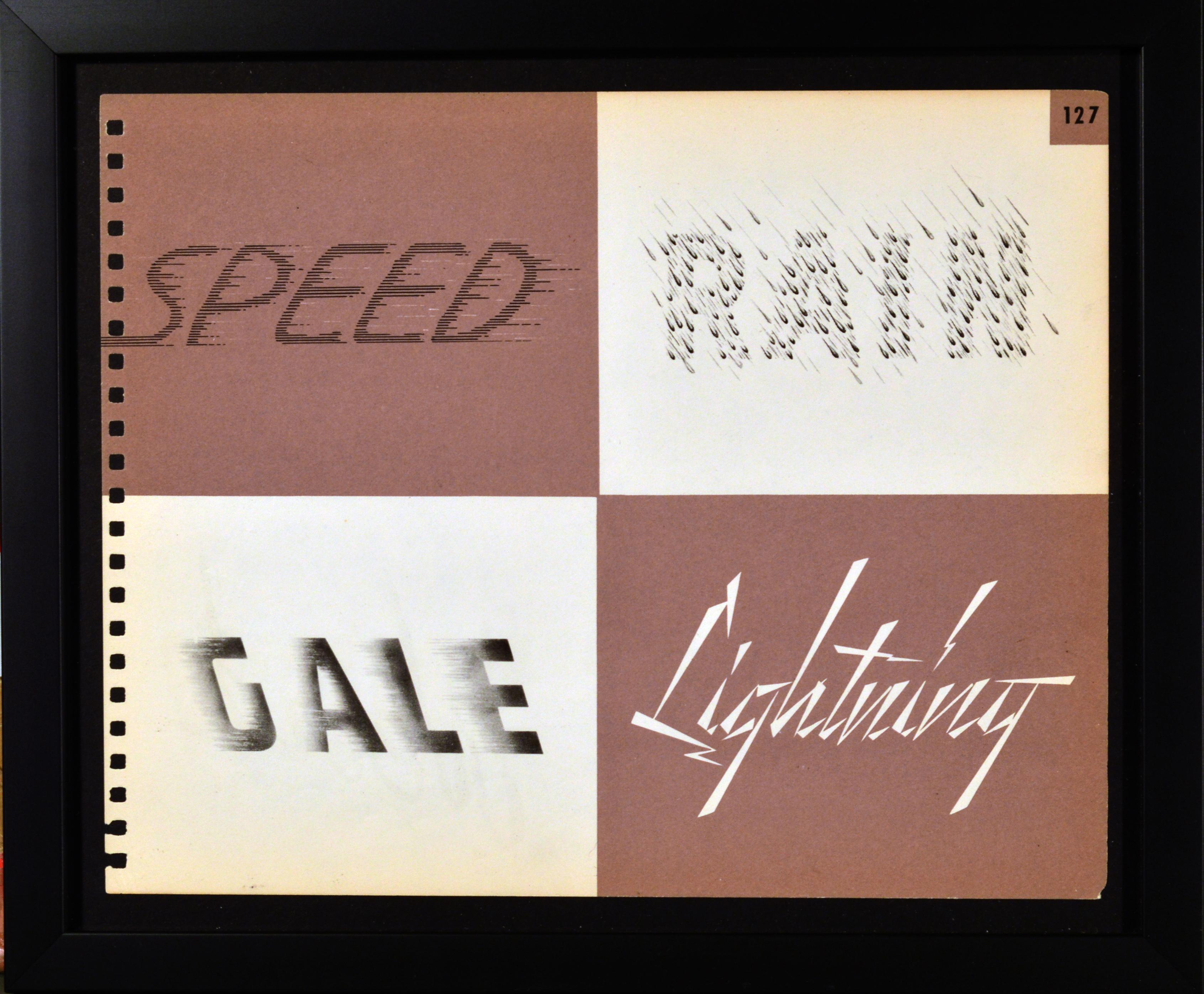 Art Deco Set of Nine Framed American Typography Pages For Sale