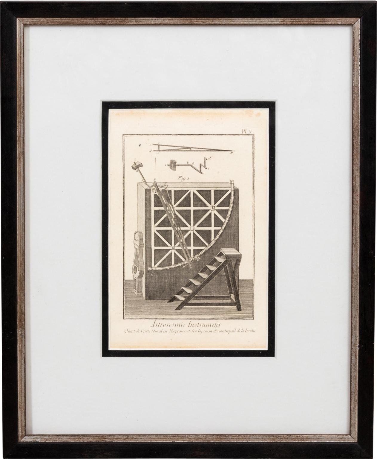 20th Century Set of Nine Framed Astronomic Instruments Architectural Prints