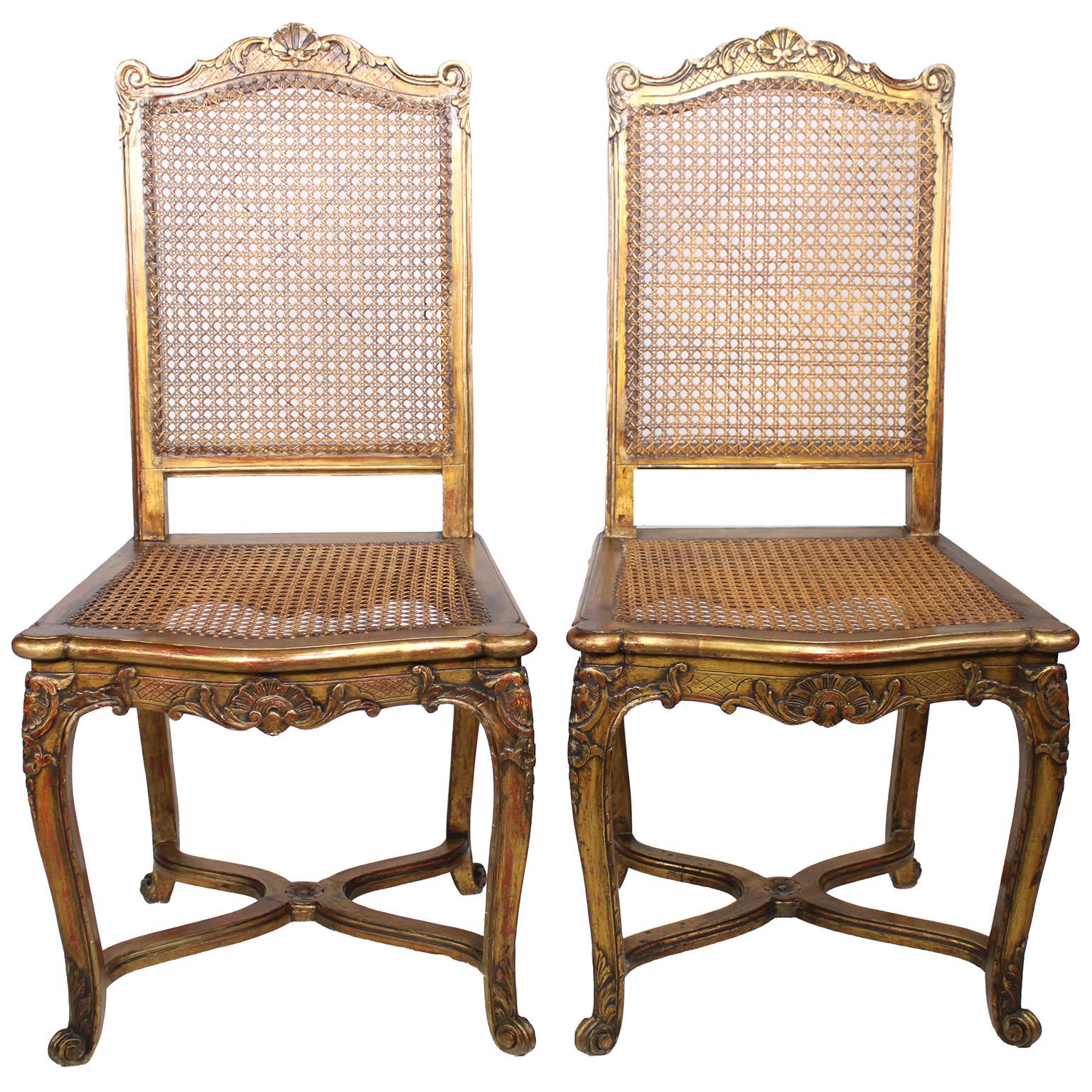 Set of Nine French 19th-20th Century Louis XV Style Gildwood Carved Opera Chairs For Sale 2