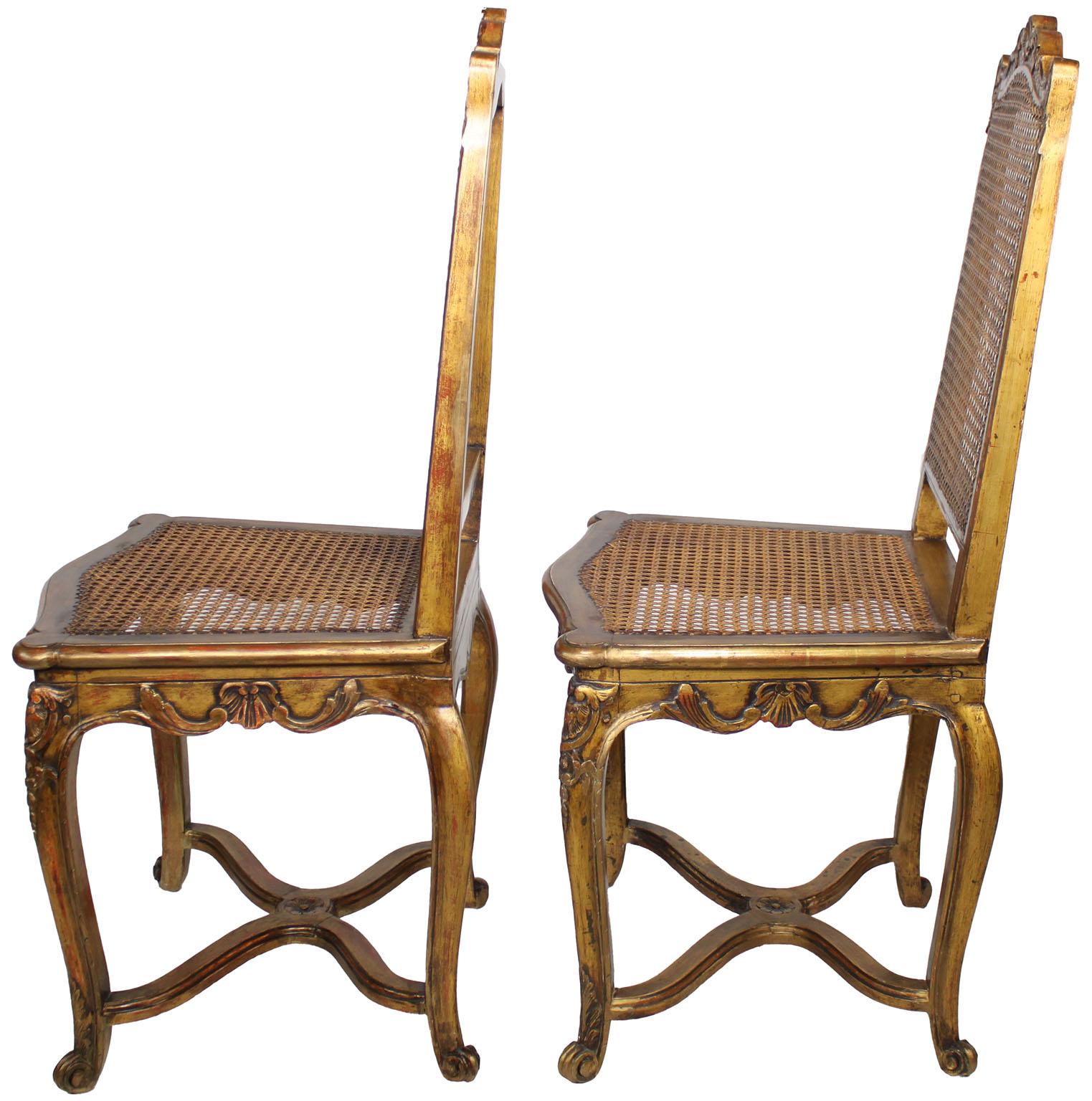Set of Nine French 19th-20th Century Louis XV Style Gildwood Carved Opera Chairs For Sale 3