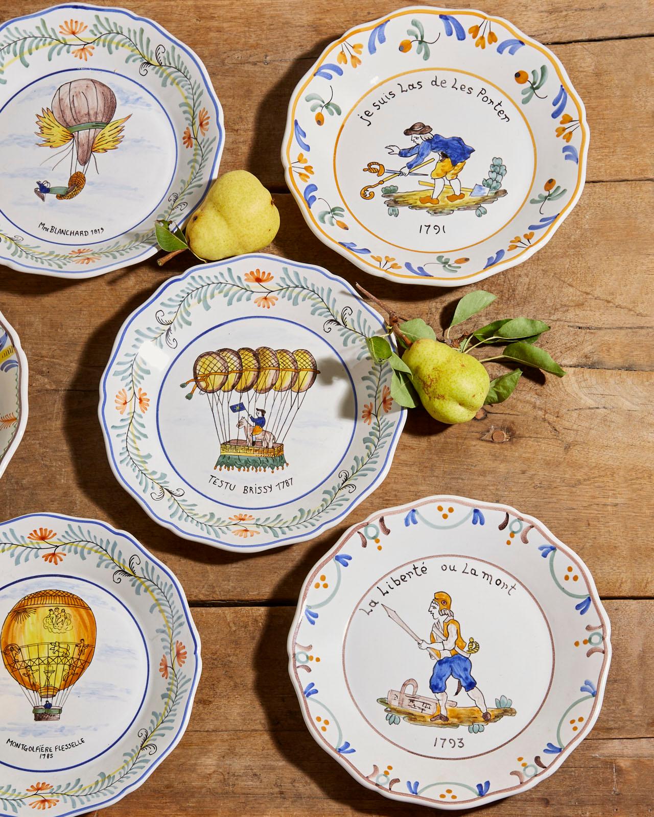 Set of Nine French Faience Hand Painted Plates 12