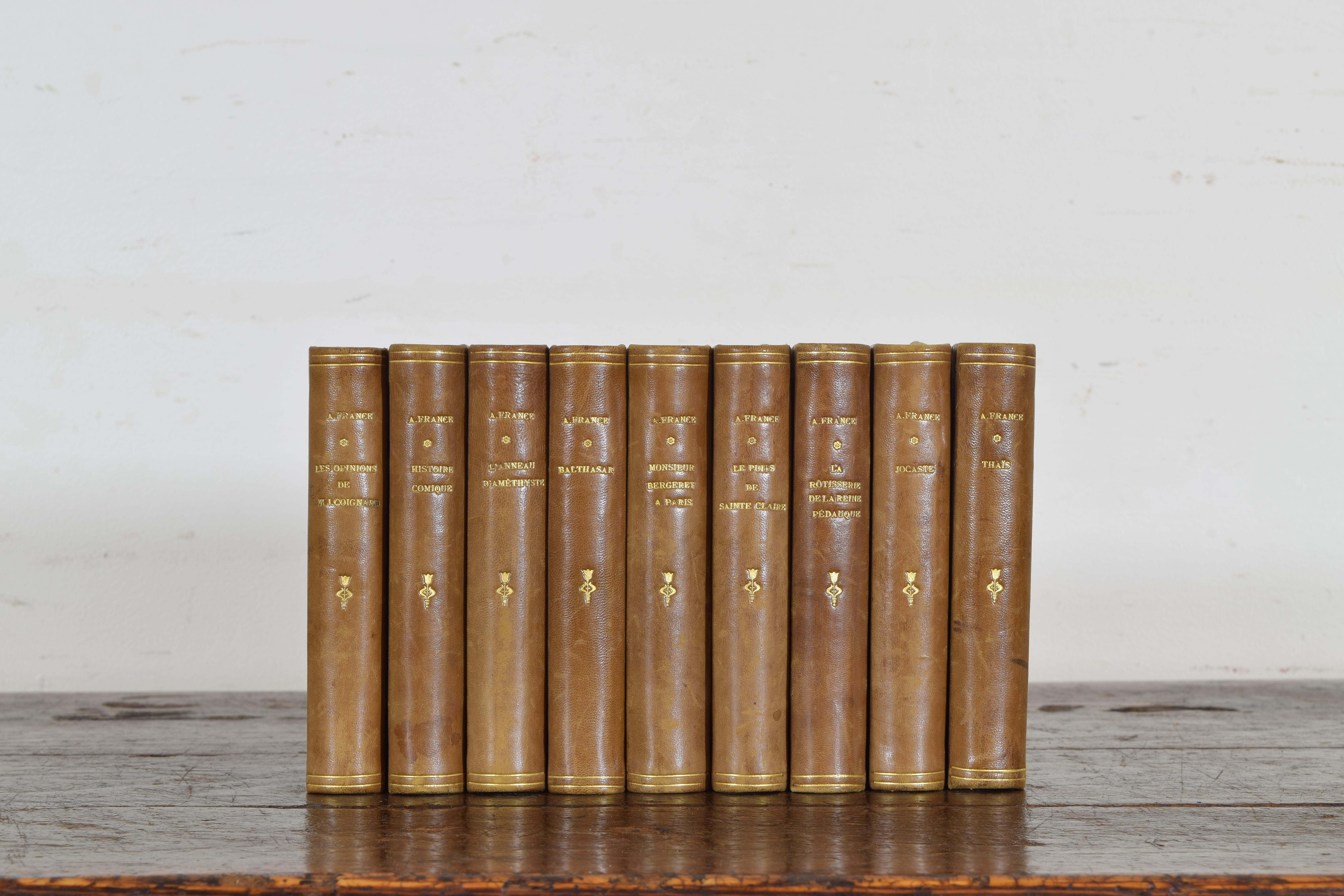 Set of Nine French Leather Bound Histories, 19th Century In Excellent Condition In Atlanta, GA