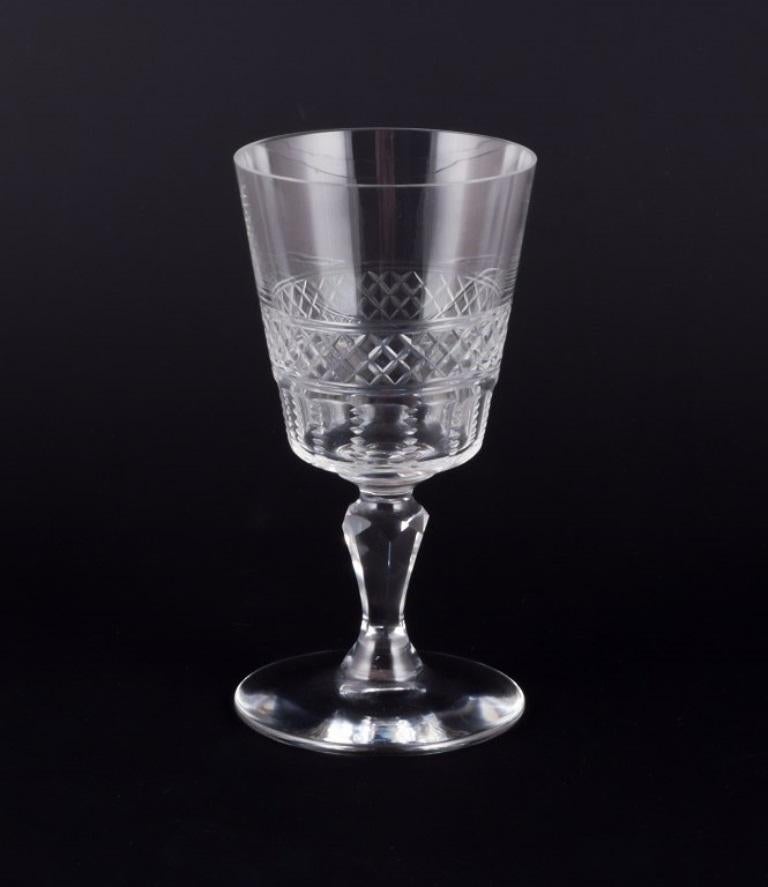 Francese Set di nove bicchieri da sherry francesi in vetro cristallo. Ca 1900 in vendita
