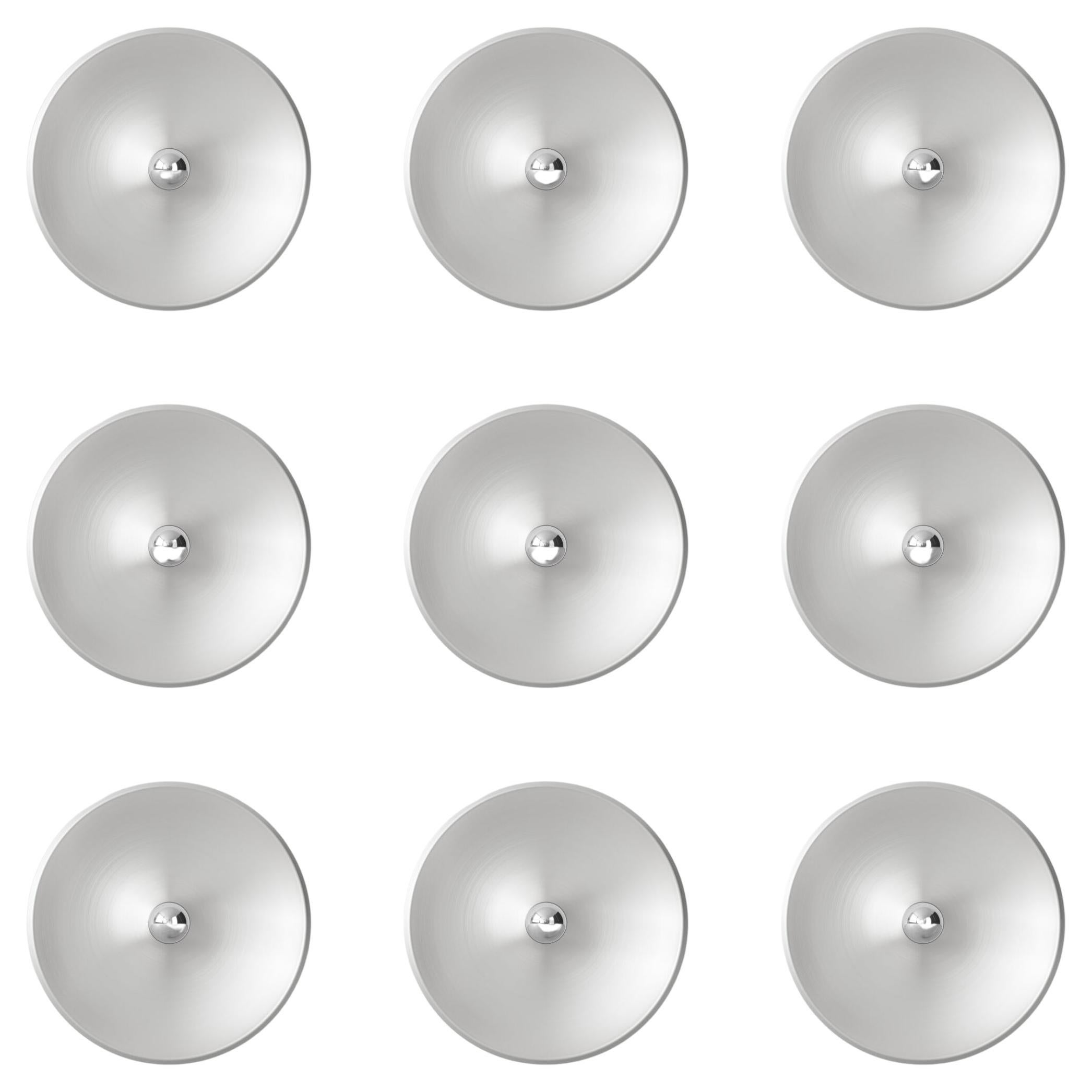 Juego de nueve apliques Gino Sarfatti Modelo 262 Aluminio satinado