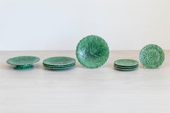 Set of Nine Green Glazed Porcelain Pieces