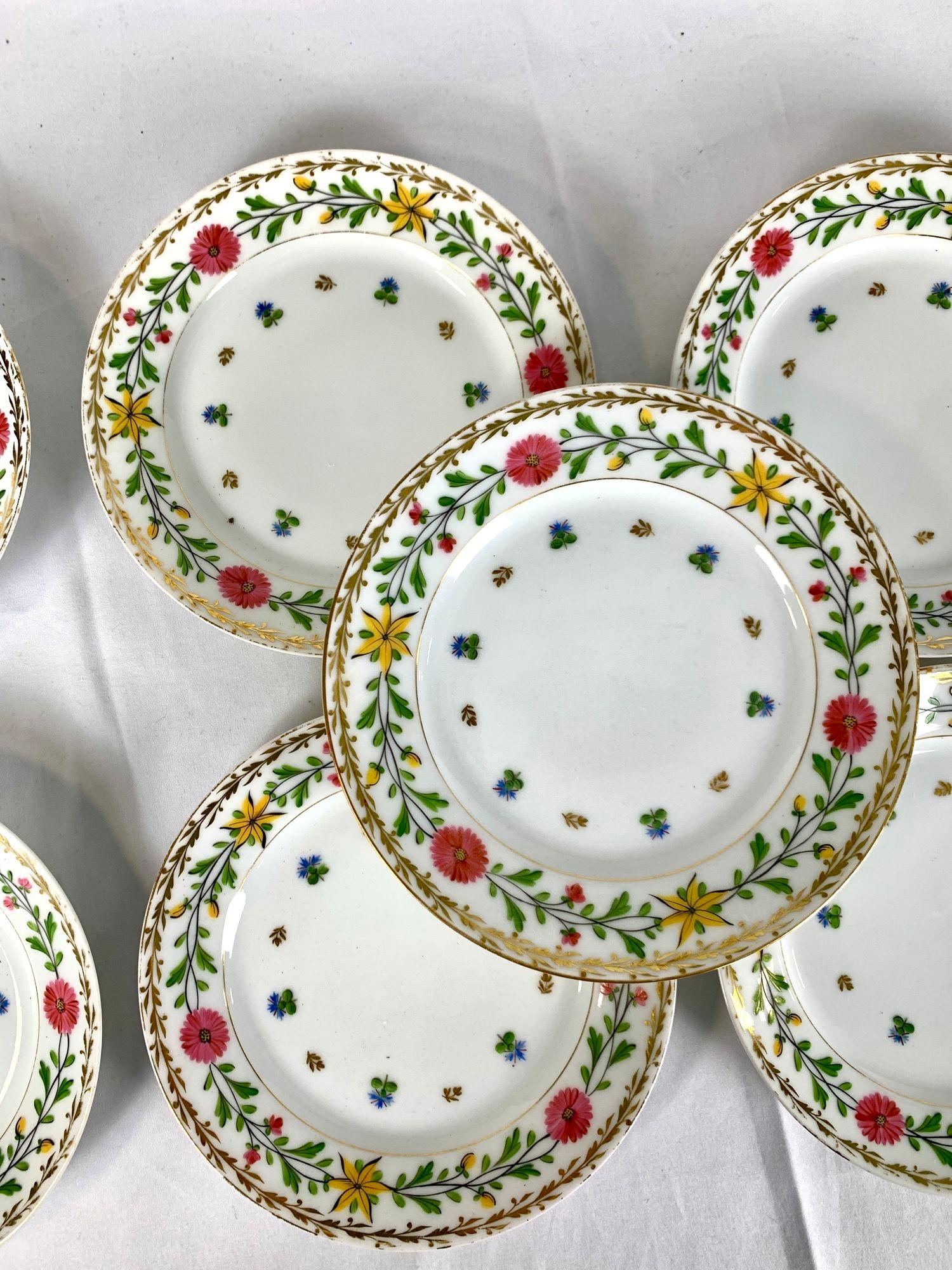 Set of Nine Haviland Limoges Vieux Paris Dessert Dishes France Circa 1876 In Good Condition For Sale In Katonah, NY