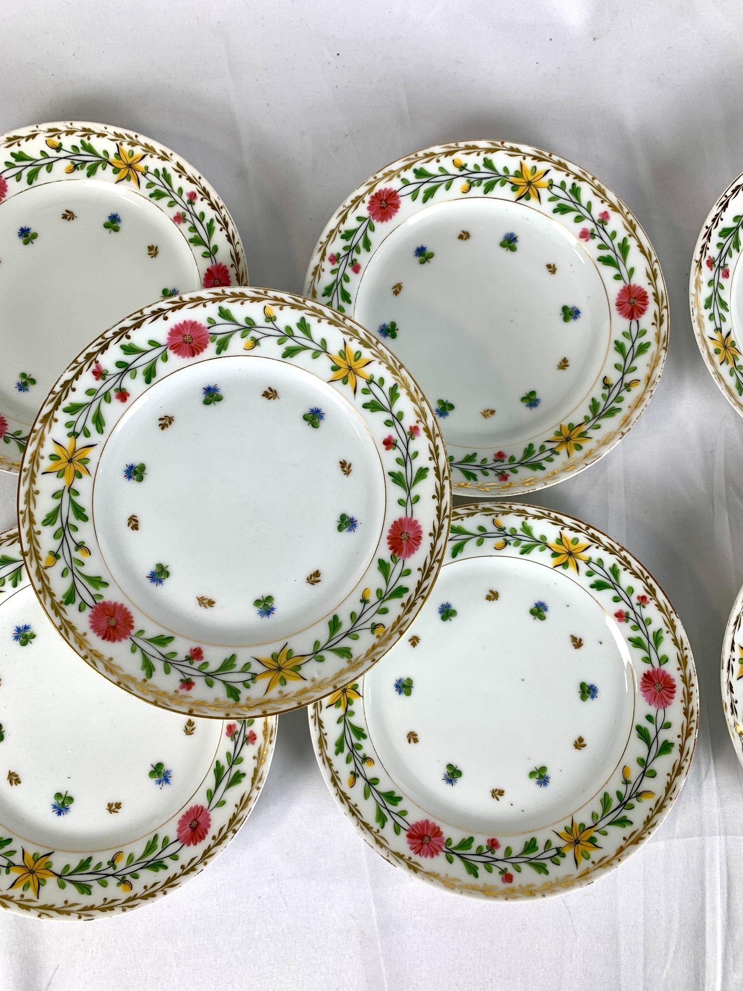 Porcelain Set of Nine Haviland Limoges Vieux Paris Dessert Dishes France Circa 1876 For Sale