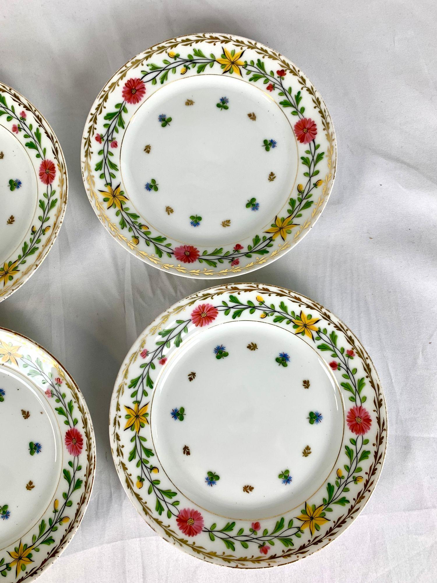 Porcelain Set of Nine Haviland Limoges Vieux Paris Dessert Dishes France Circa 1876