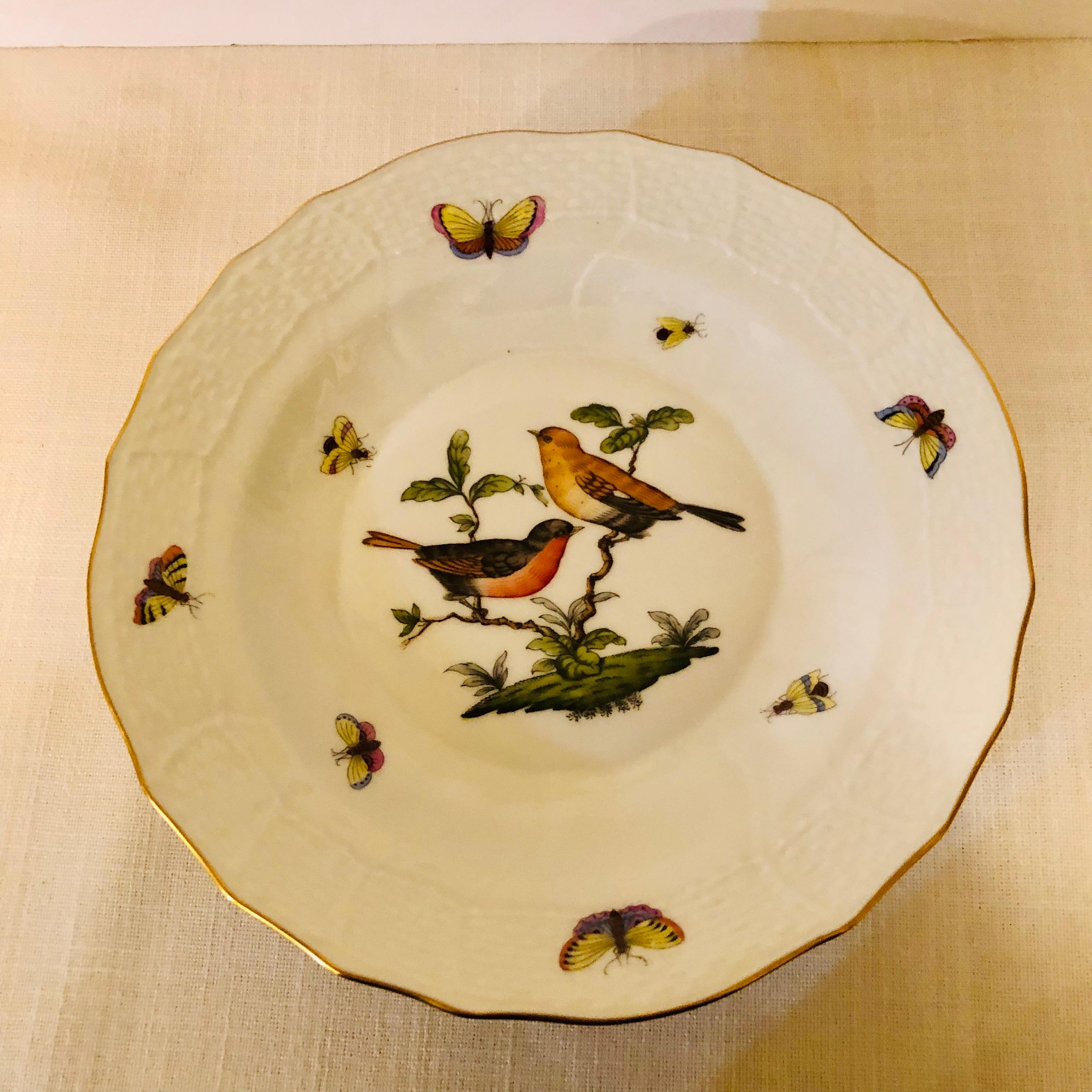 Set of Nine Herend Rothschild Bird Dessert Plates Painted with Different Birds 3