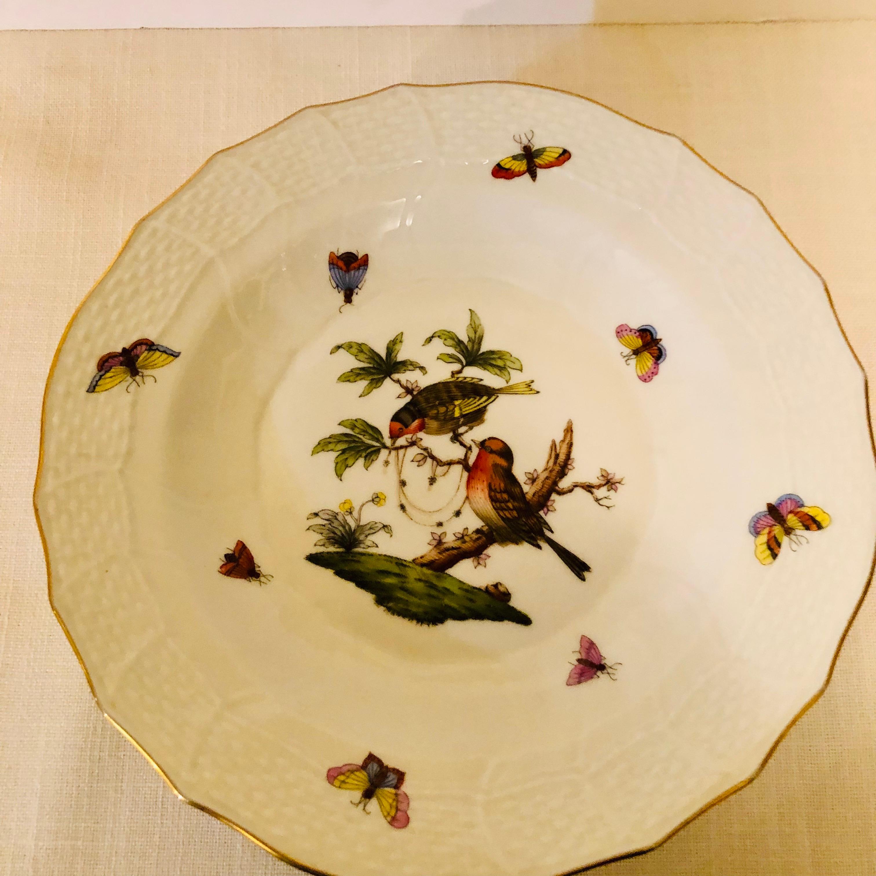 Set of Nine Herend Rothschild Bird Dessert Plates Painted with Different Birds 4