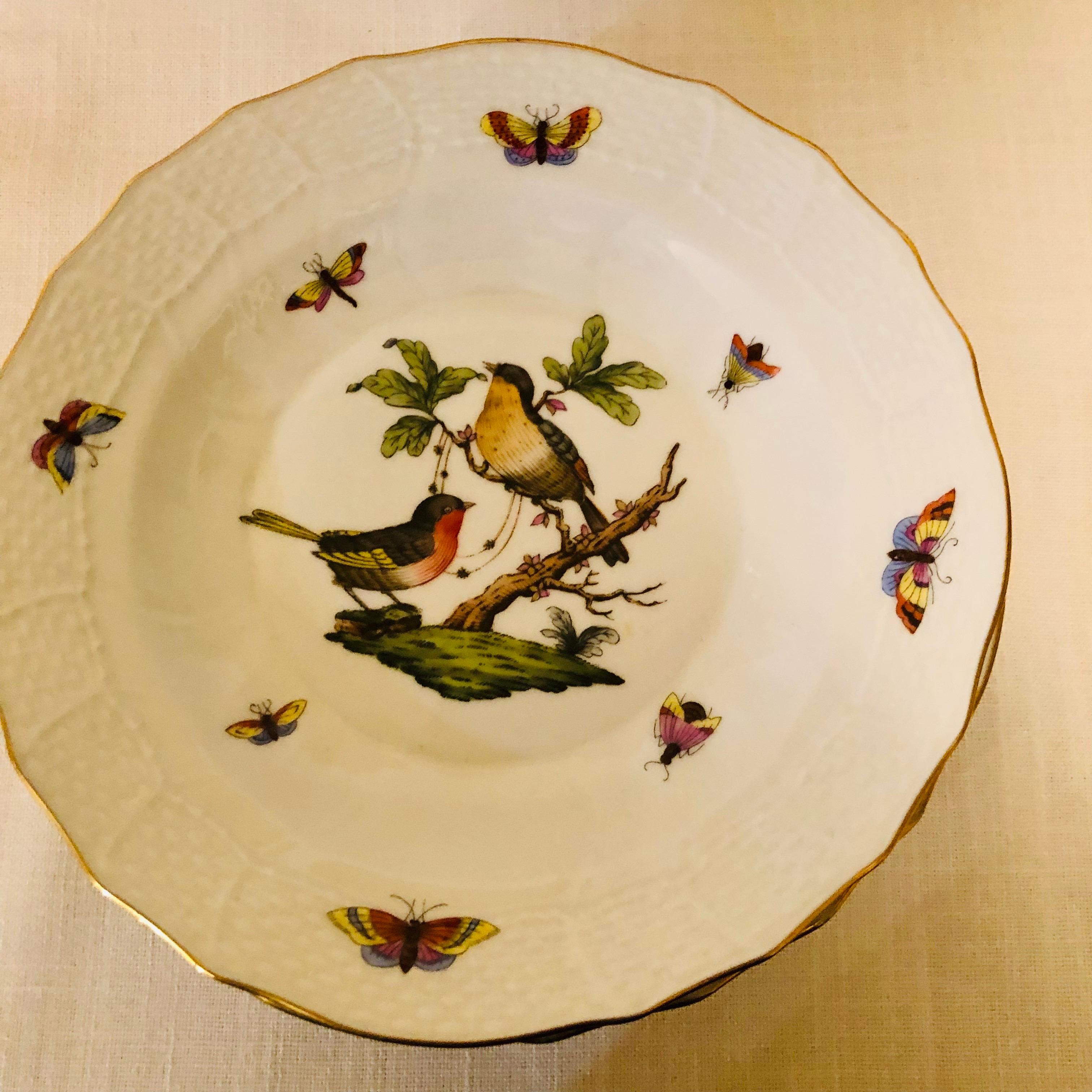Set of Nine Herend Rothschild Bird Dessert Plates Painted with Different Birds 5