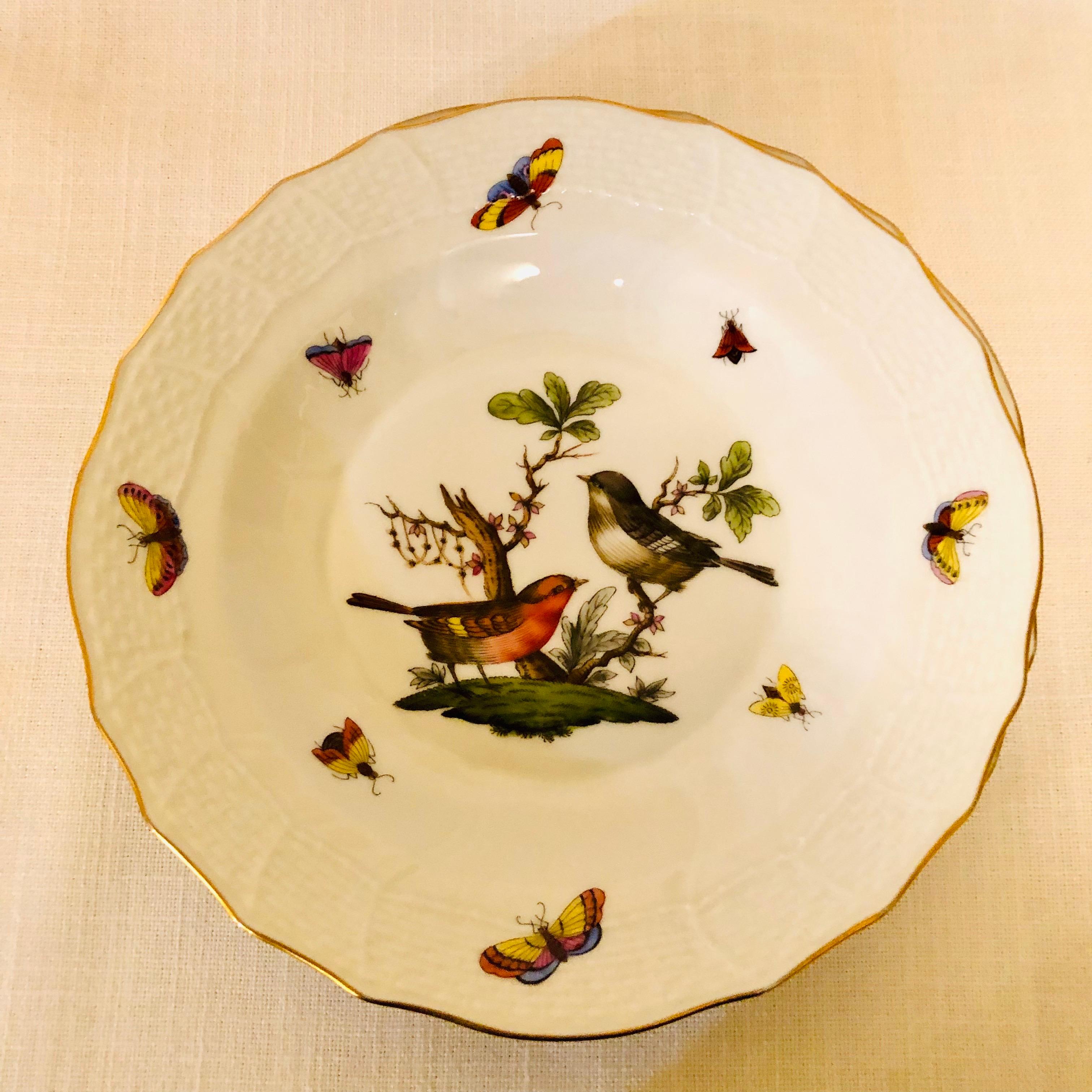 Set of Nine Herend Rothschild Bird Dessert Plates Painted with Different Birds In Good Condition In Boston, MA