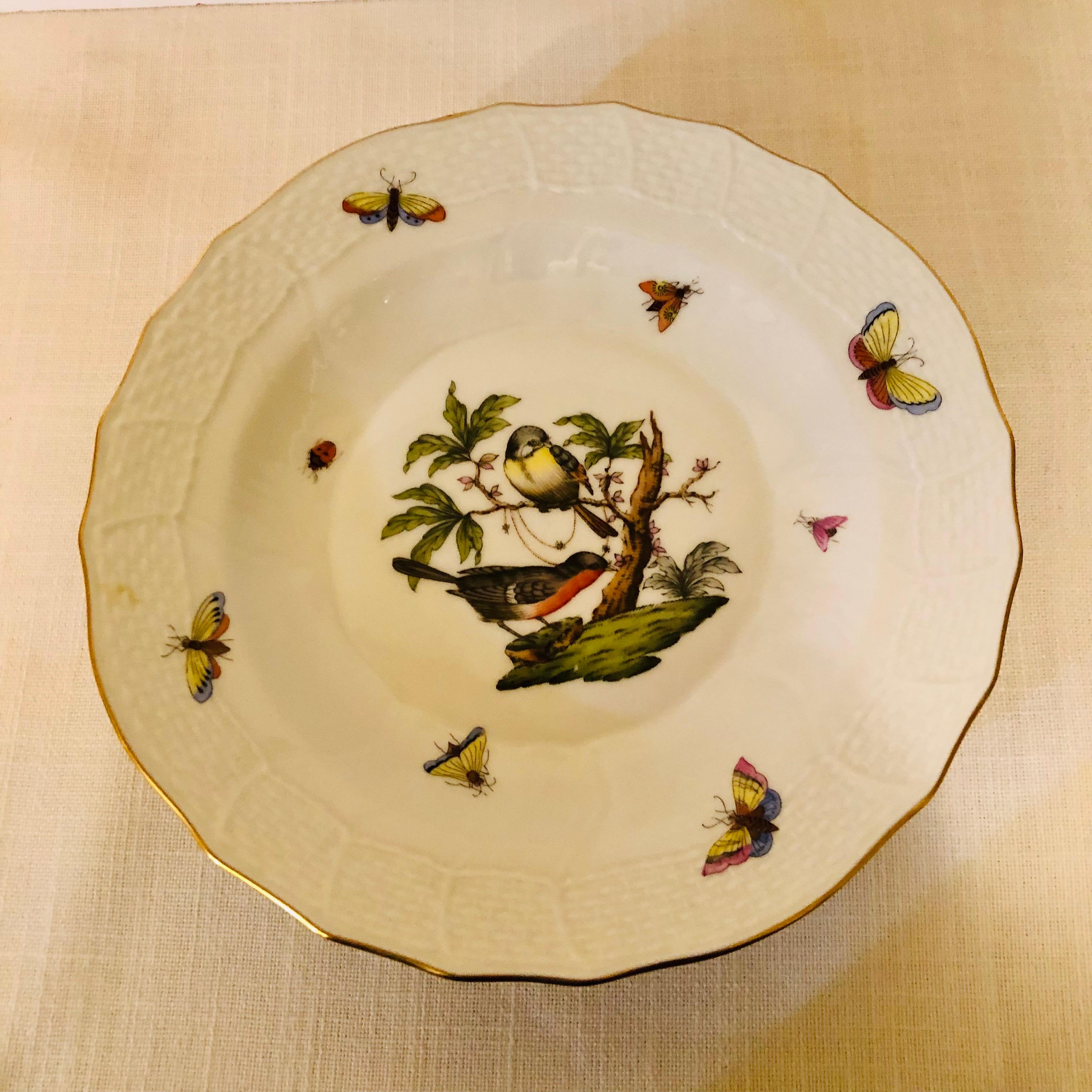 Set of Nine Herend Rothschild Bird Dessert Plates Painted with Different Birds 1