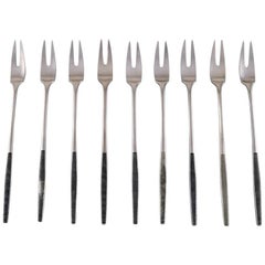 Set of Nine Herring Forks/Serving Forks, Jens H. Quistgaard "Variation VI"