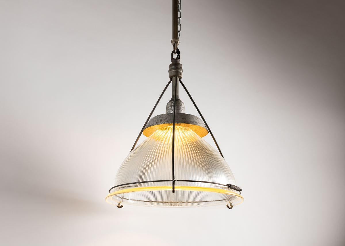For nearly a century, the hallmark of Holophane fixtures has been the ribbed borosilicate glass prismatic shade that provides a combination of uplight and downlight to illuminate evenly without creating dark spots or glare. 

These fixtures were the