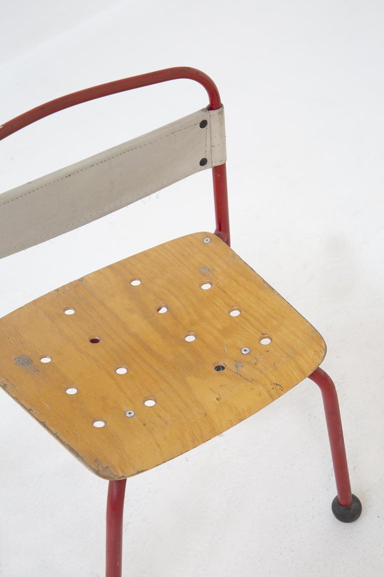 Set of Nine French Children's Chairs Aluminium and Wood For Sale at 1stDibs