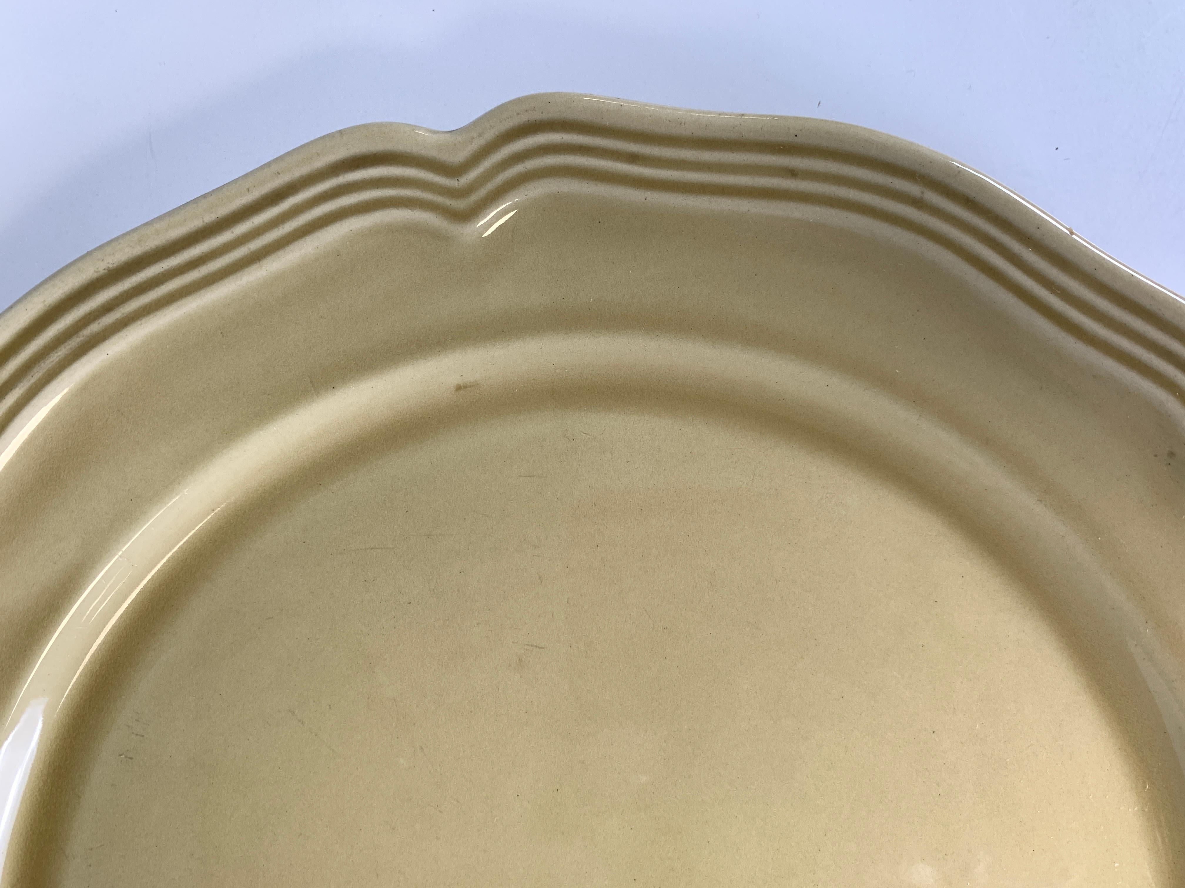 American Colonial Set of Nine Large French Modern Stoneware Chargers in 18th C Salt-Glazed Style